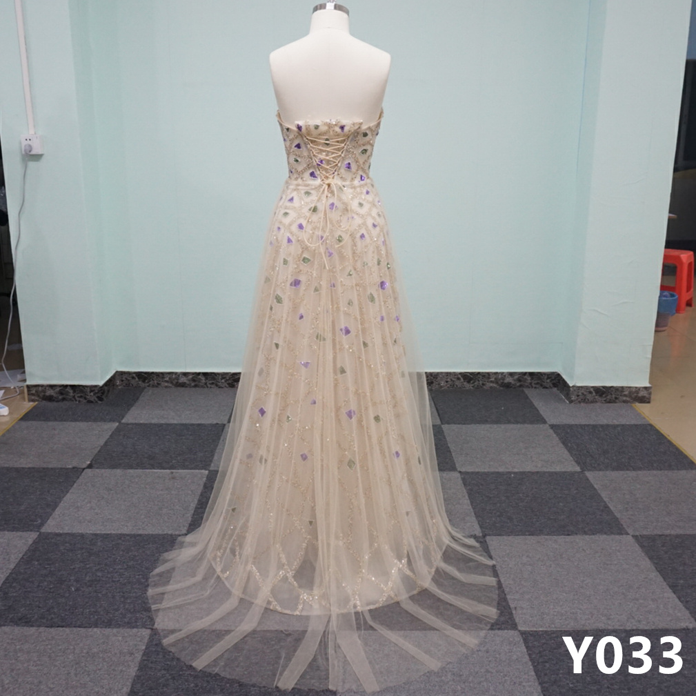 Y033 A-line Evening Dresses Colorful Beaded Bridesmaid Dresses