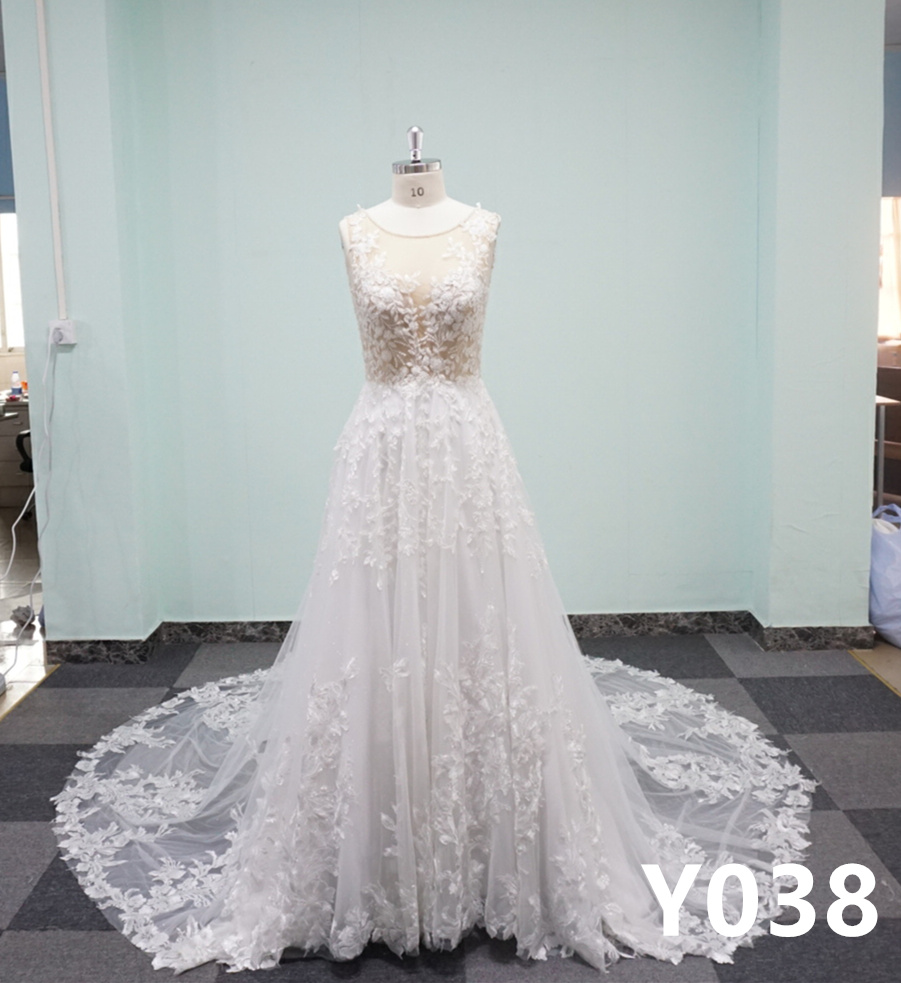 Y038 A-line Strapless Sleeveless Backless Wedding Dresses