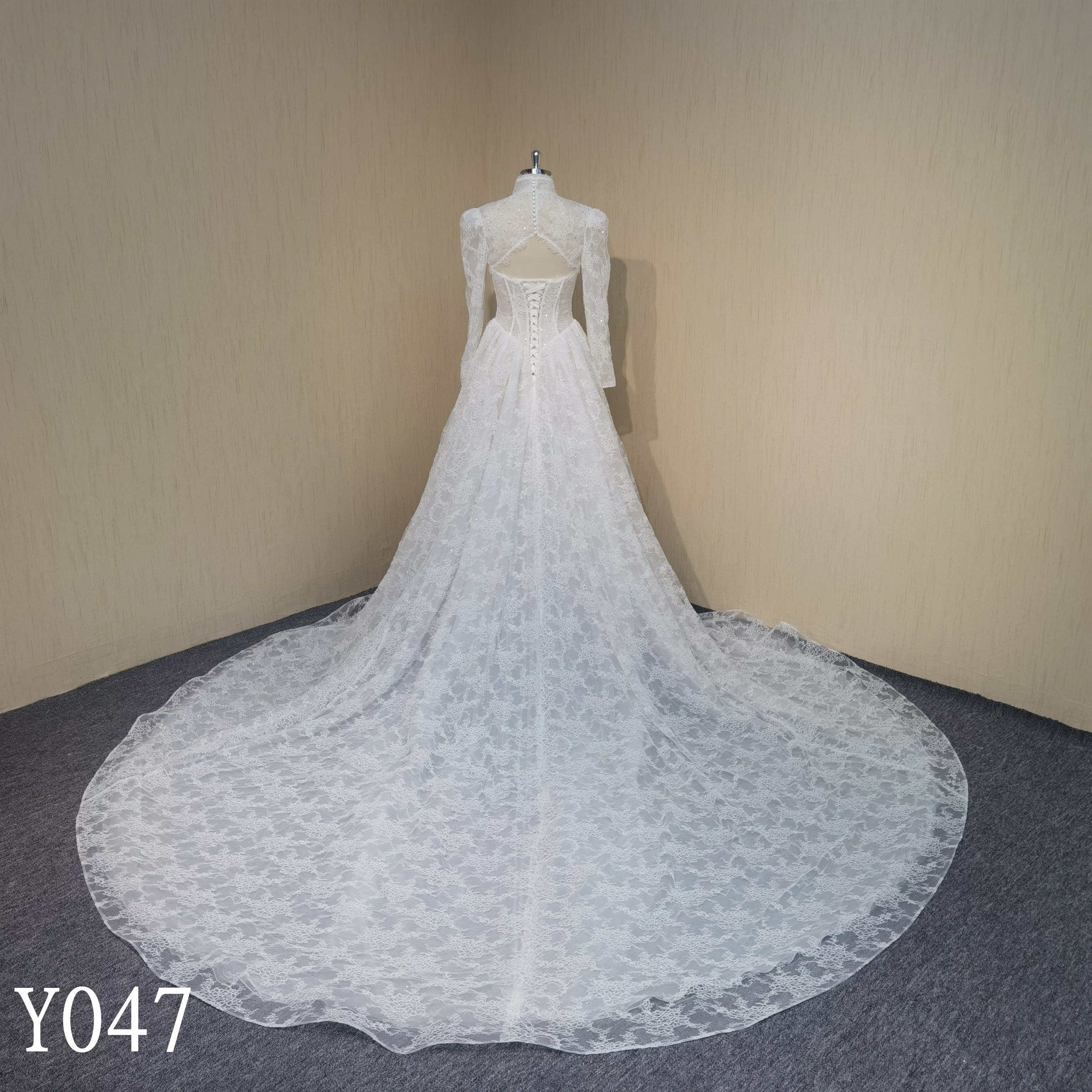 Y047 Detachable Shawl Long Sleeve Sexy Sweetheart Neck French Wedding Dresses