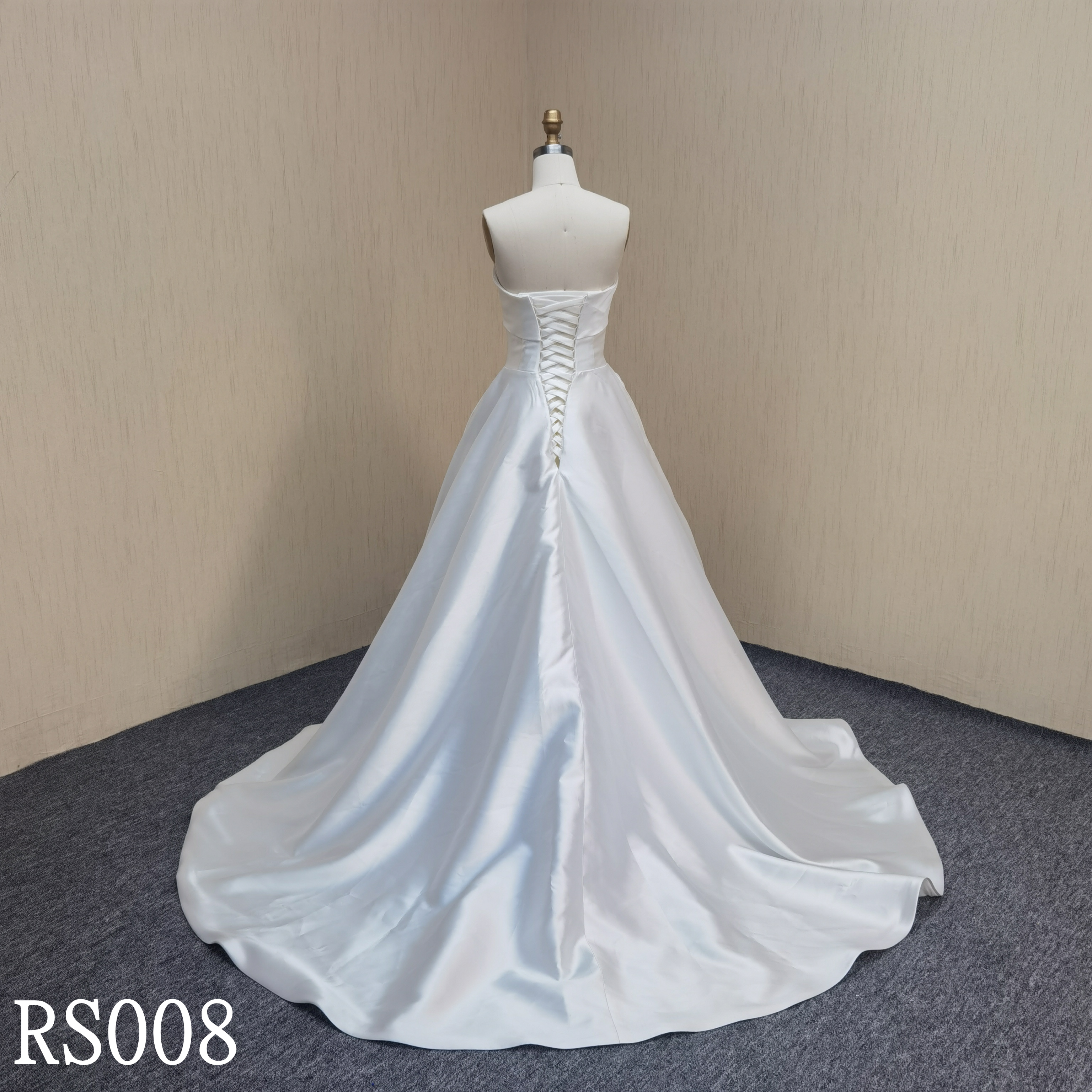 RS008 Strapless A-Line Wedding Dress with pleat made in Guangdong Suppliers