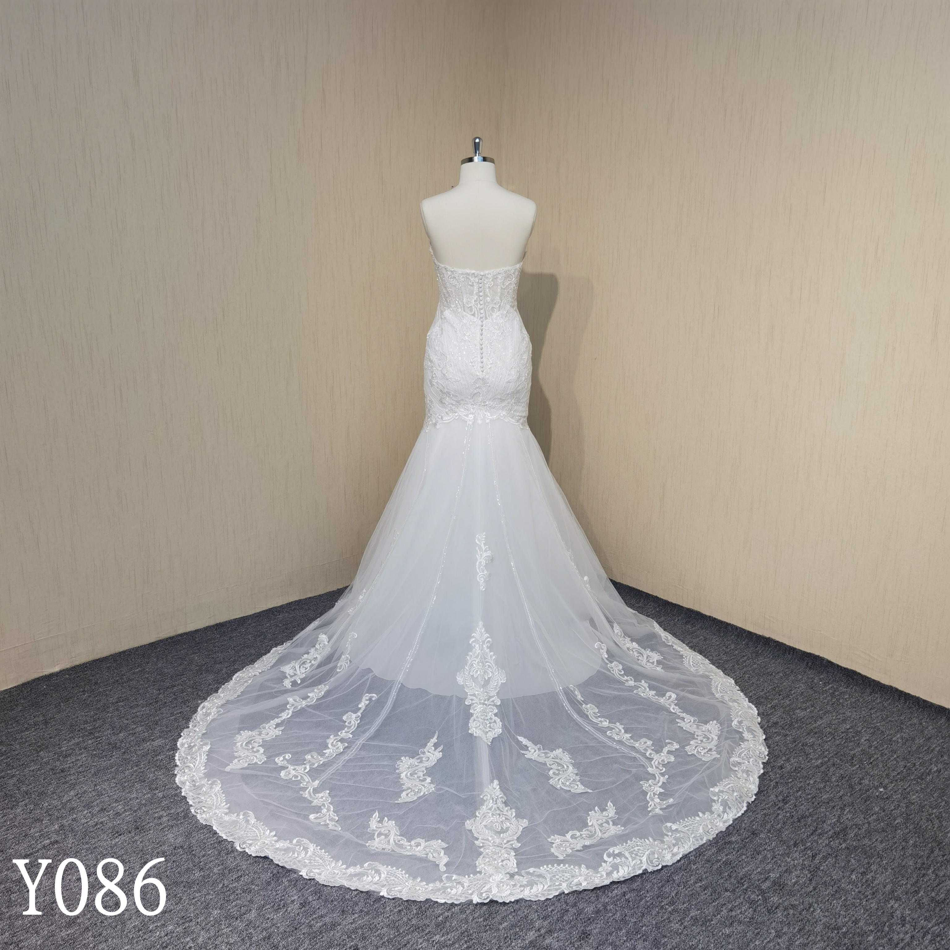 Y086 Sexy Sweetheart Neckline Sleeveless Lace Mermaid Wedding Dresses