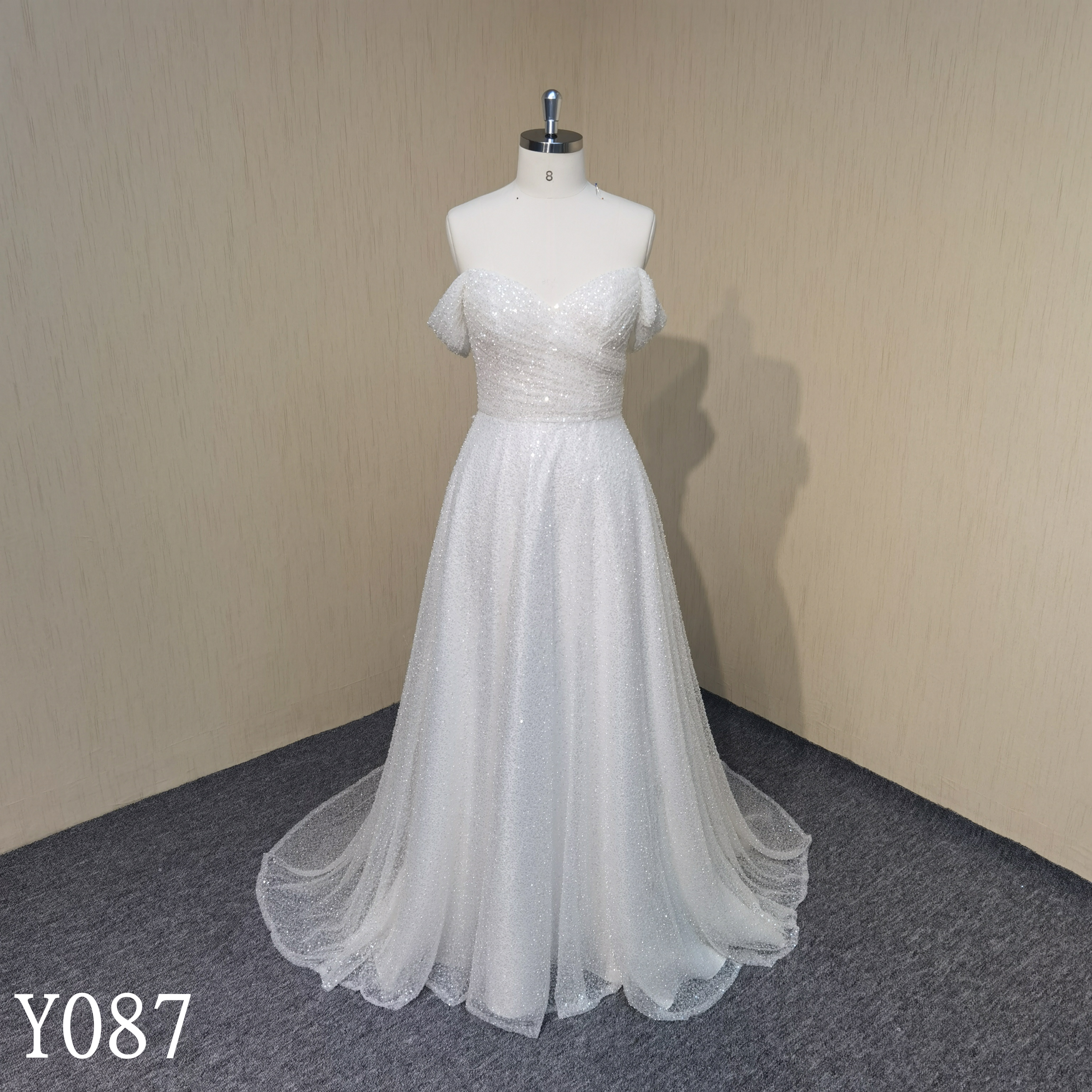 Y087 Beaded Strapless A-line Wedding Dresses