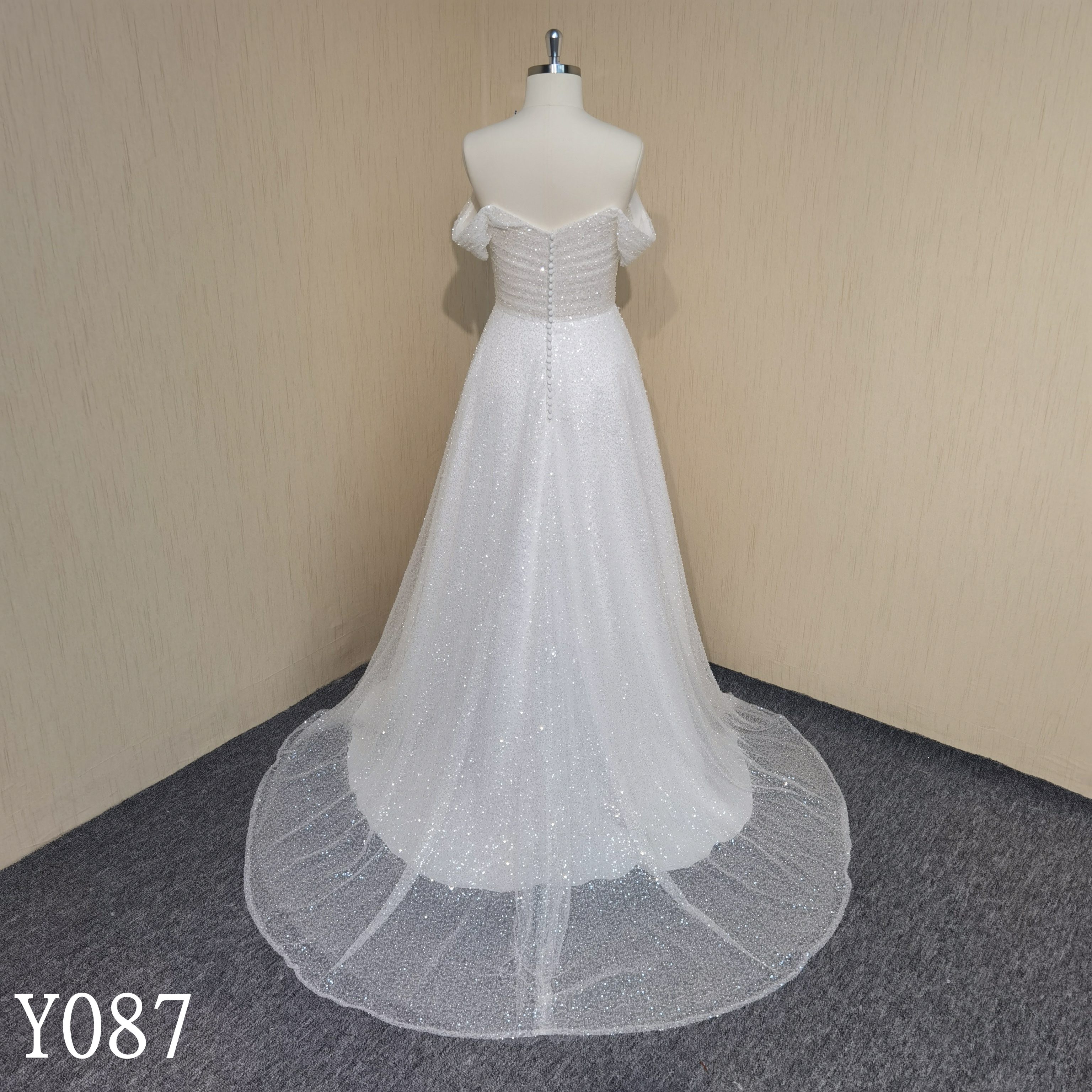 Y087 Beaded Strapless A-line Wedding Dresses