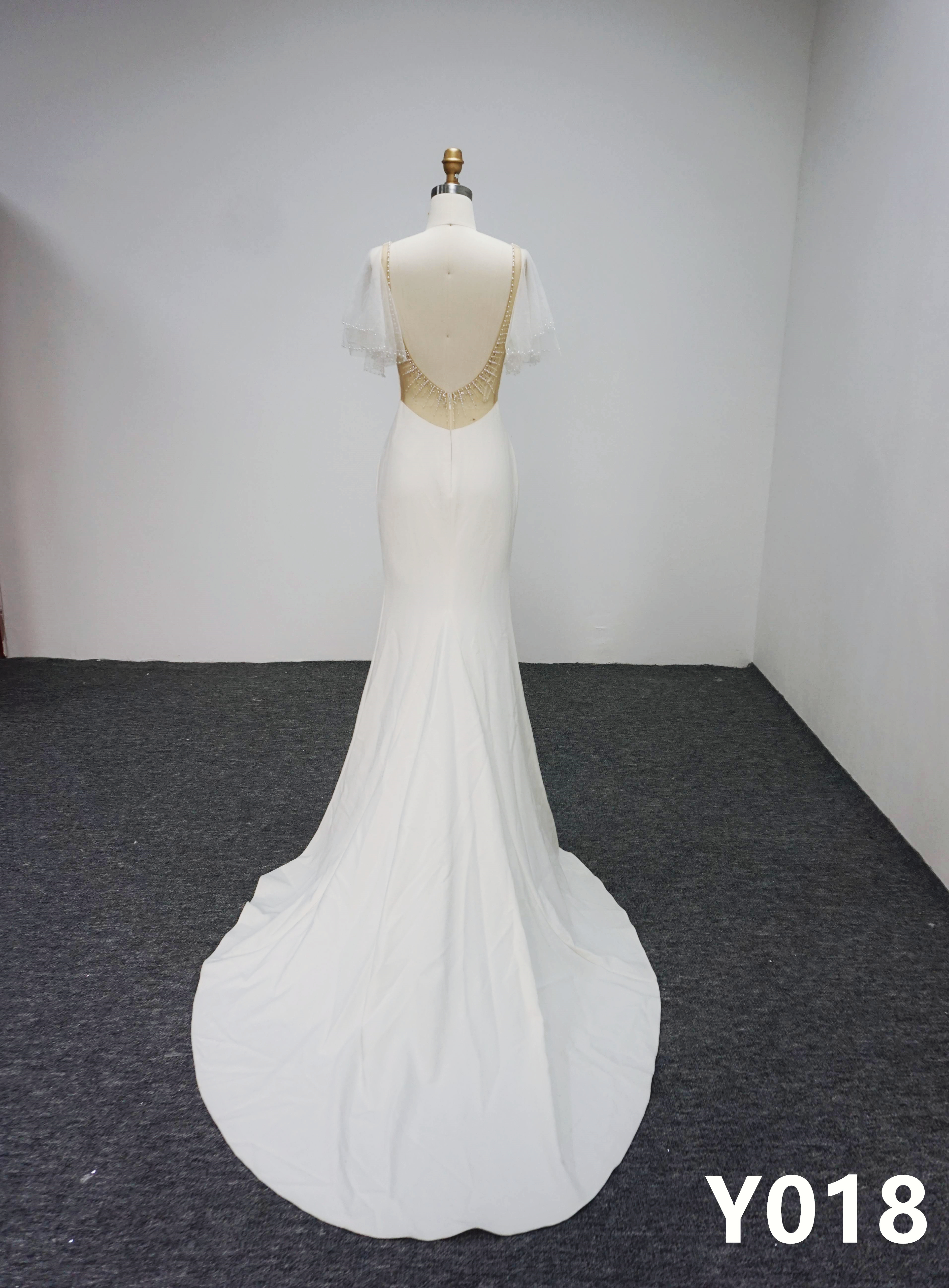 Y018 V-neck Mermaid Wedding Dresses with Beaded made in China