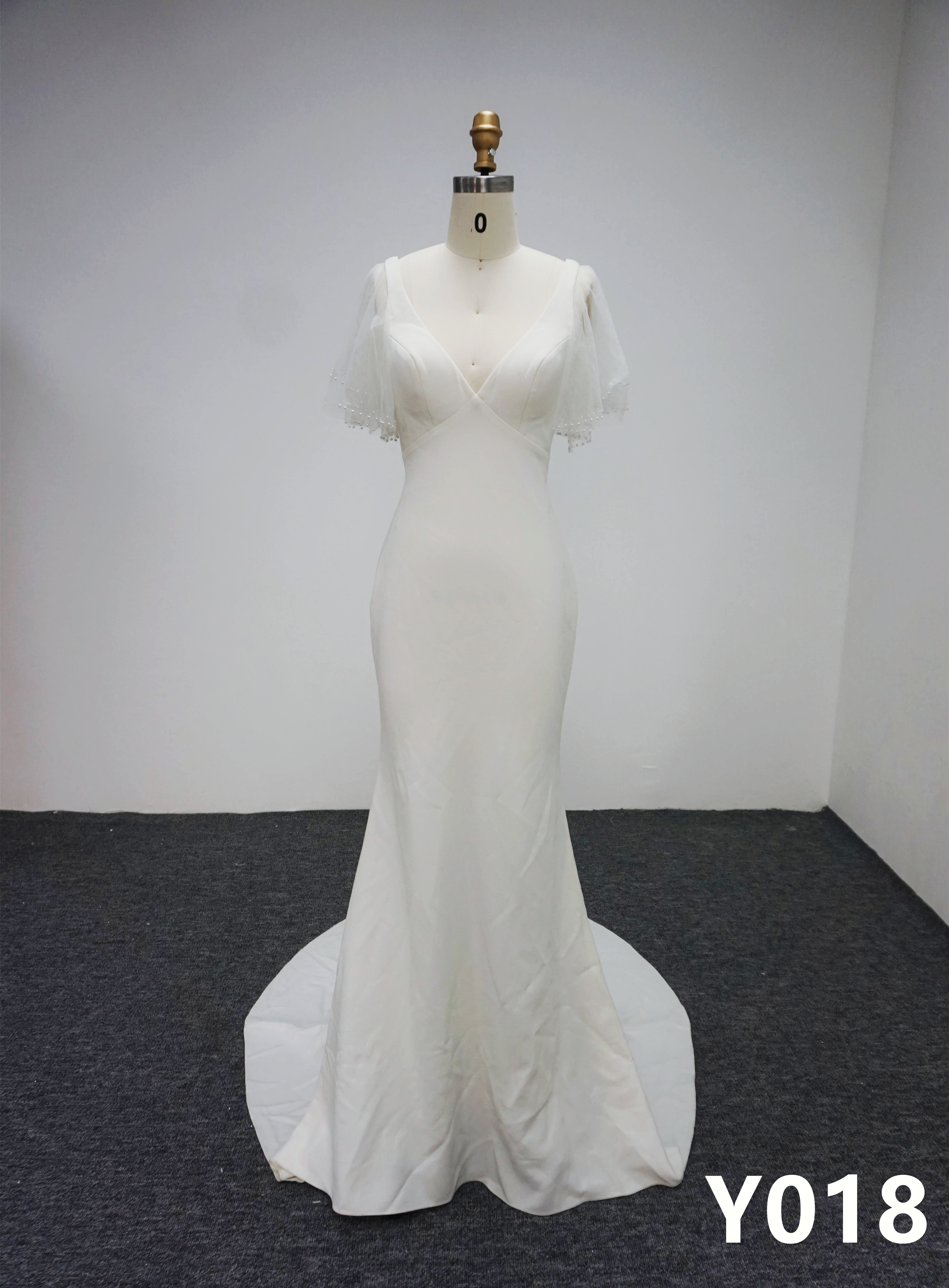 Y018 V-neck Mermaid Wedding Dresses with Beaded made in China