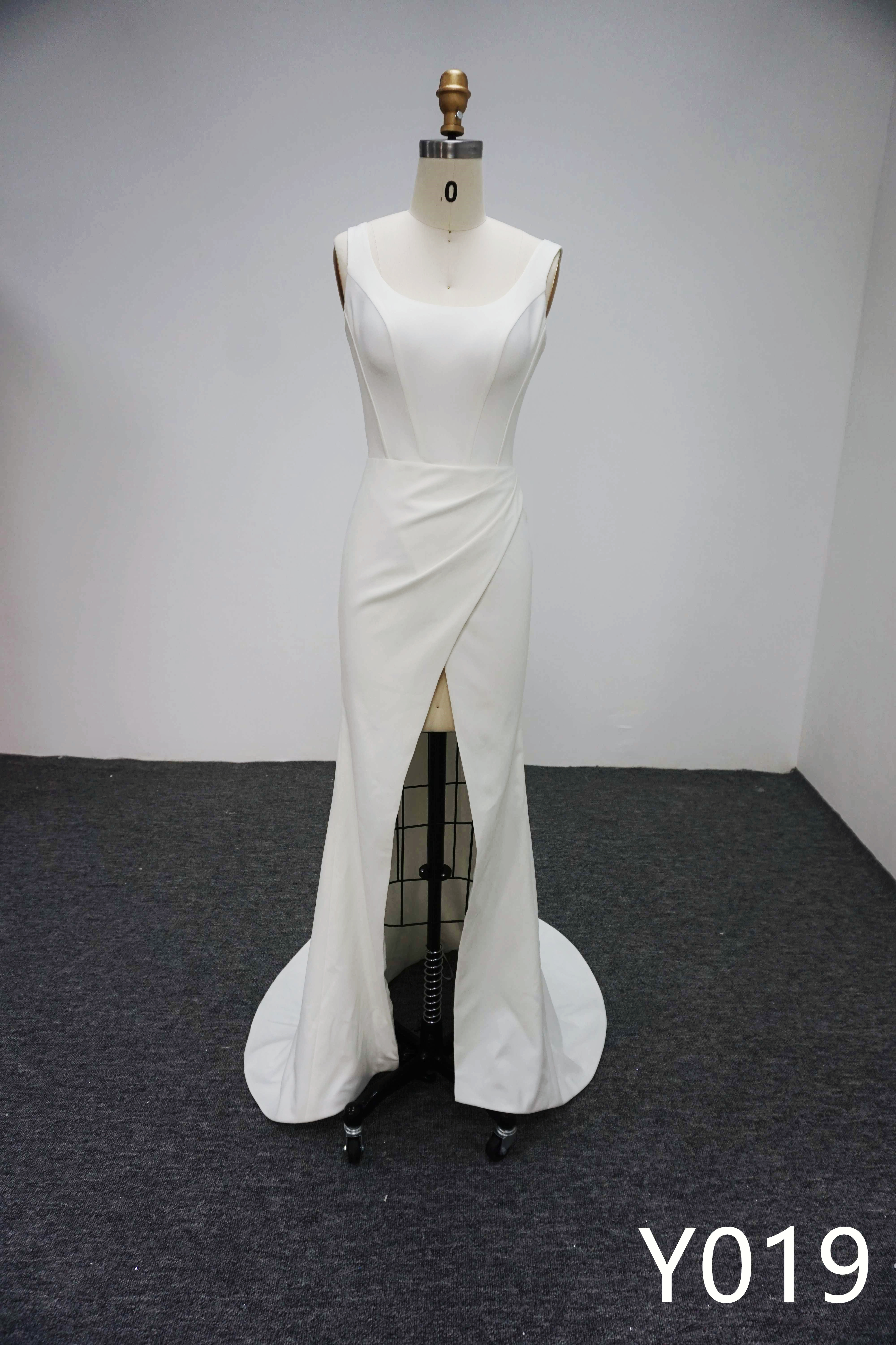 Y019 Scoop-Neck Mermaid Wedding Dresses with Slit made in China