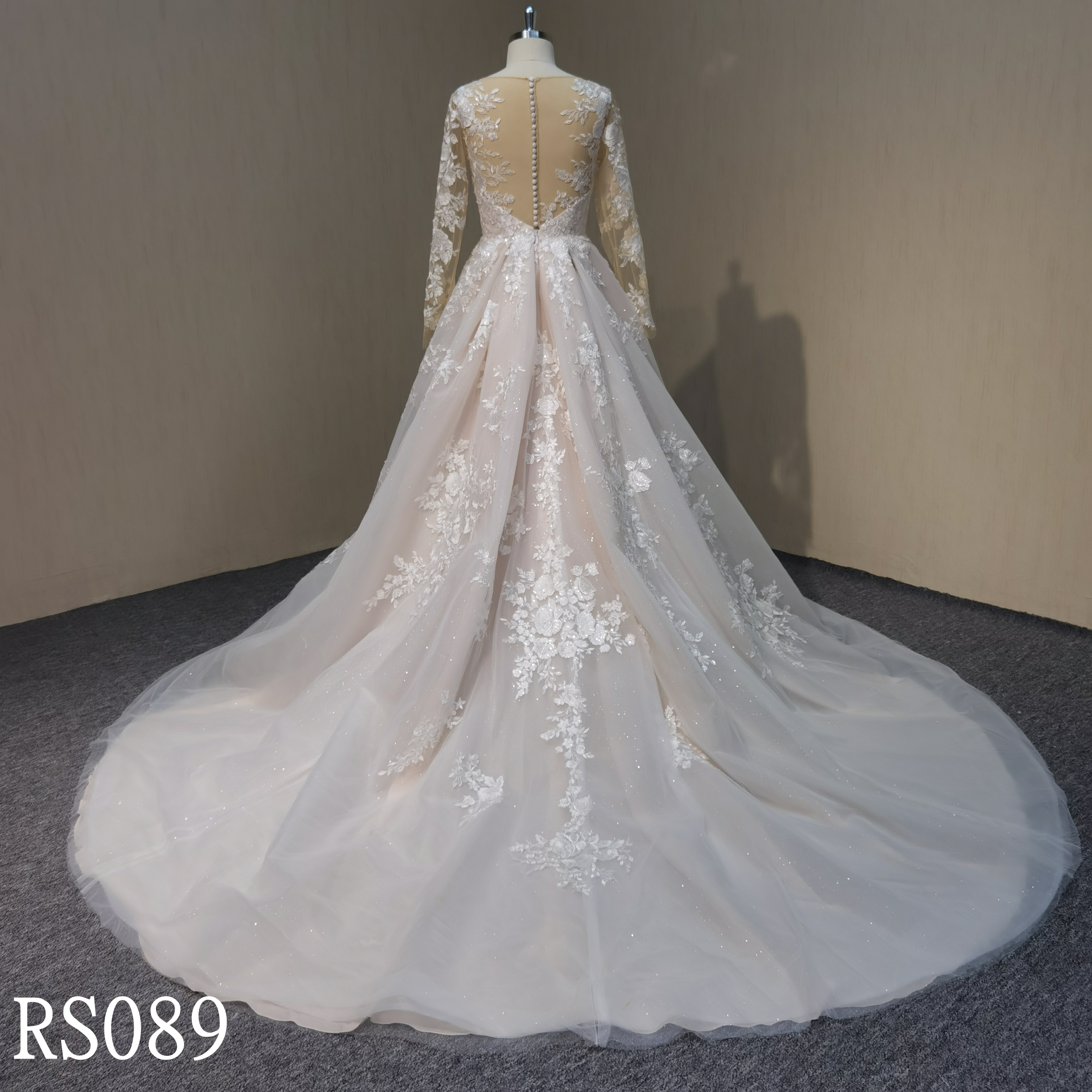 RS089 Long Sleeve A-line Lace Bridal Wedding Dresses Made In China