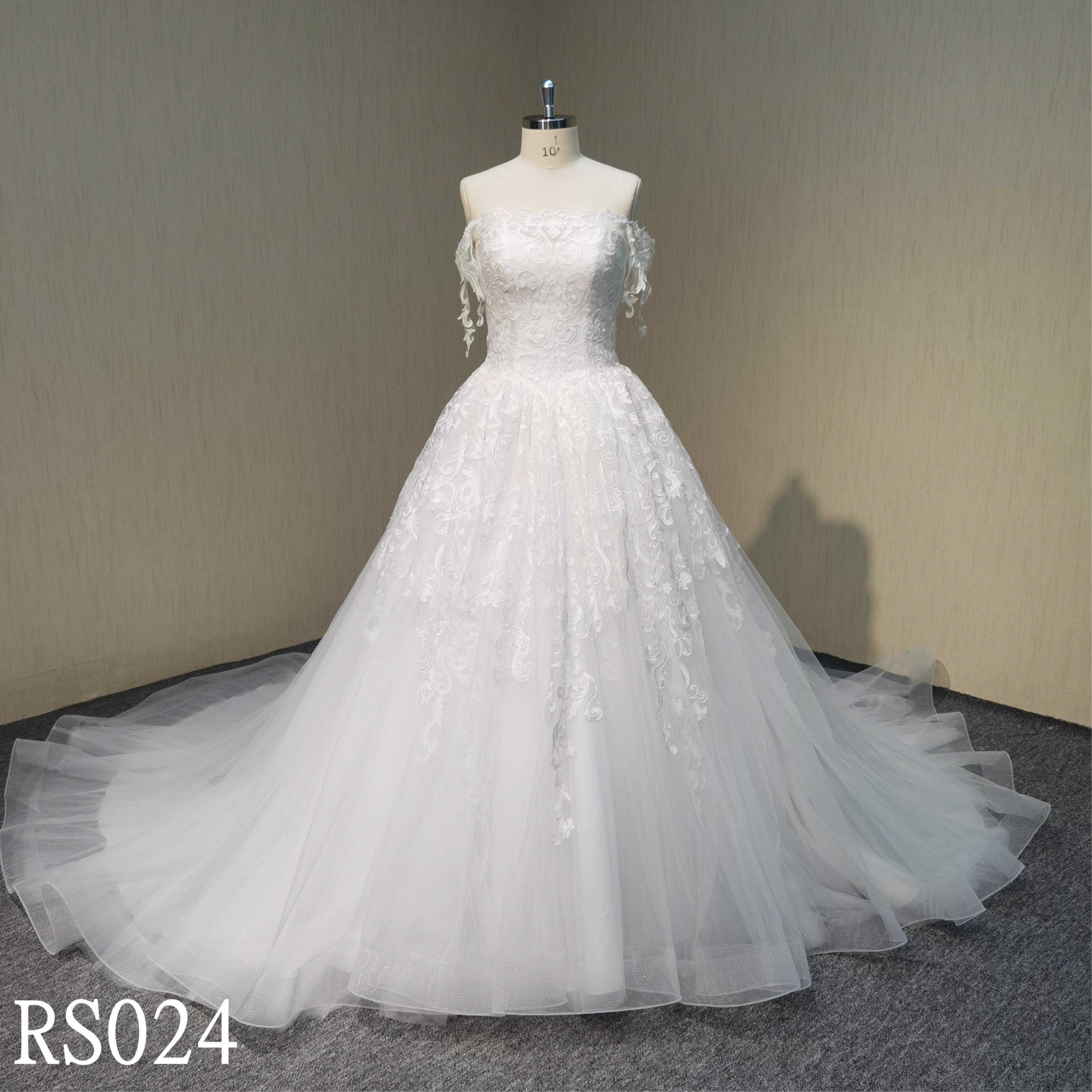 RS024 Off sleeves ball gown wedding dress made in China with good quality