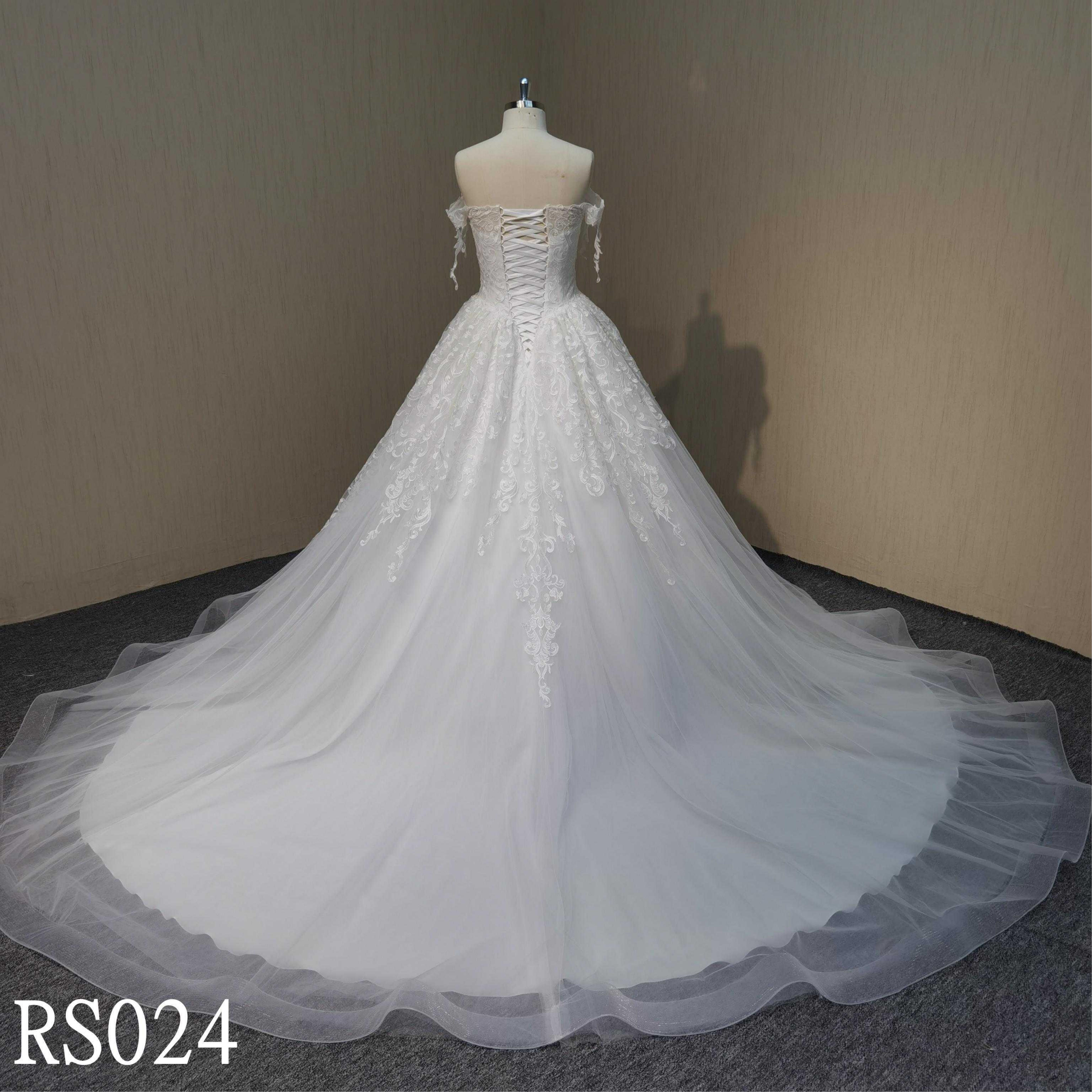 RS024 Off sleeves ball gown wedding dress made in China with good quality