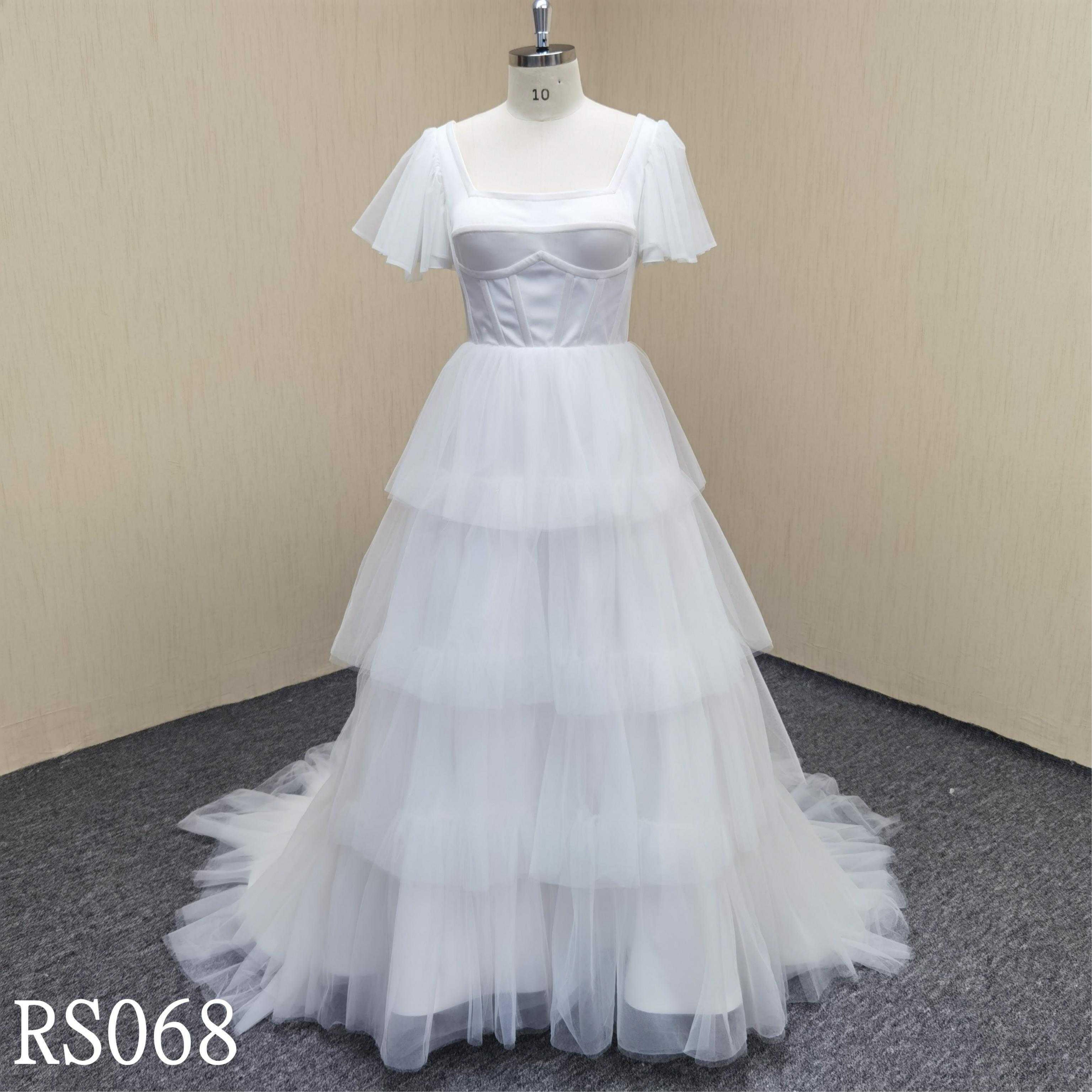 RS068  Ruffles A line skirt   wedding dress brdal gown for women