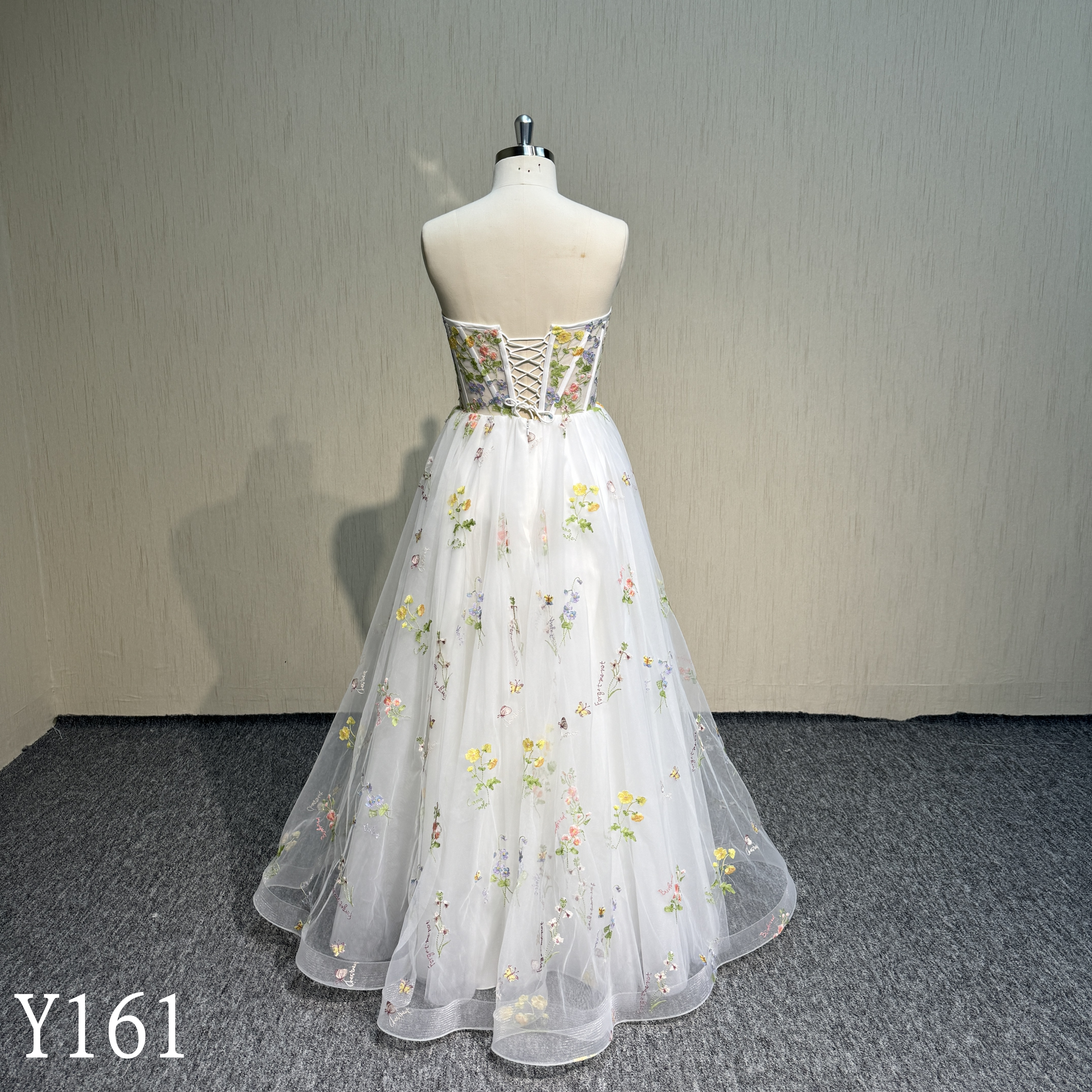 Y161 Ball gown Lace up evening dress with sleeveless for woman