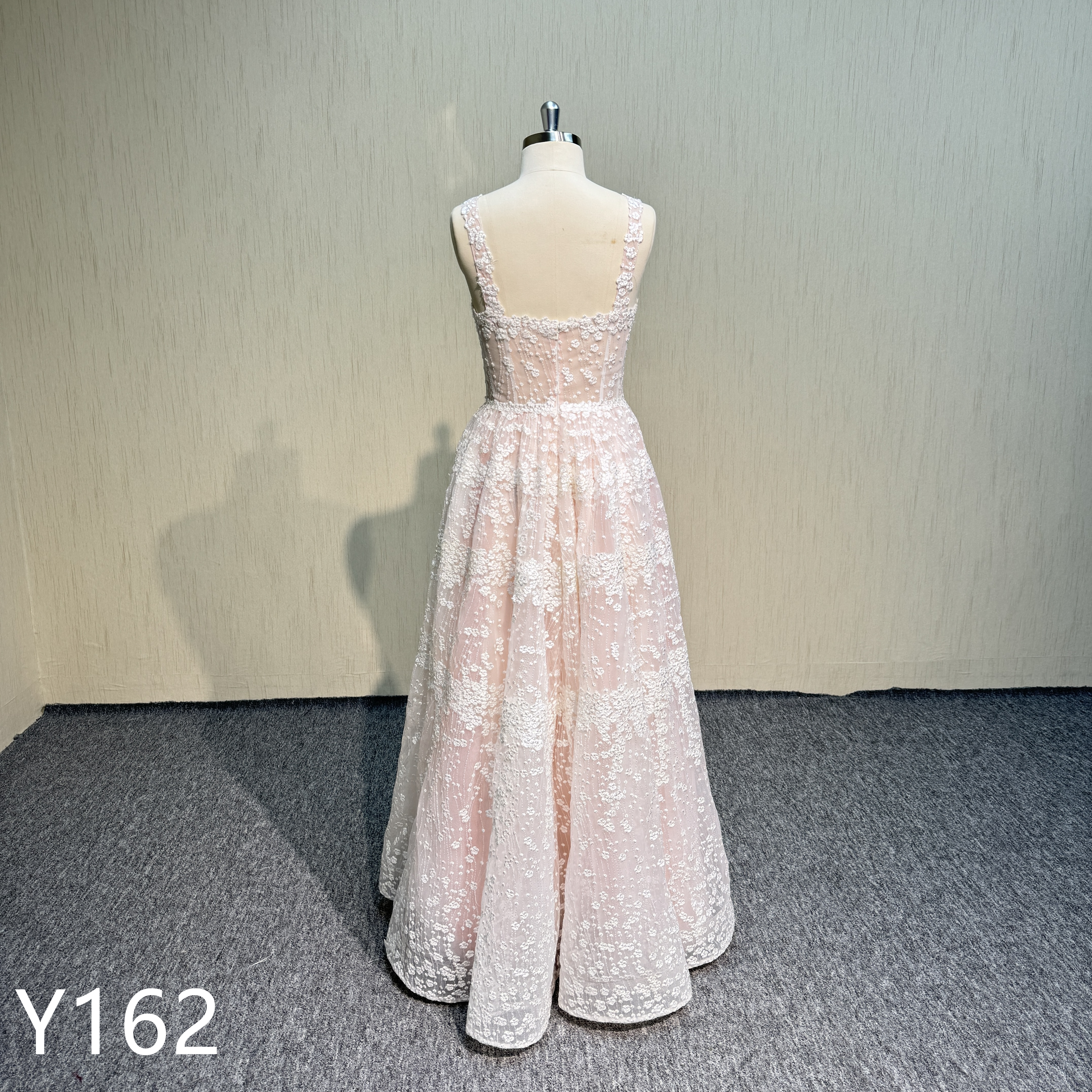 Y162   Pink Sweetheart A line Hand made Evening dress with  flower for woman