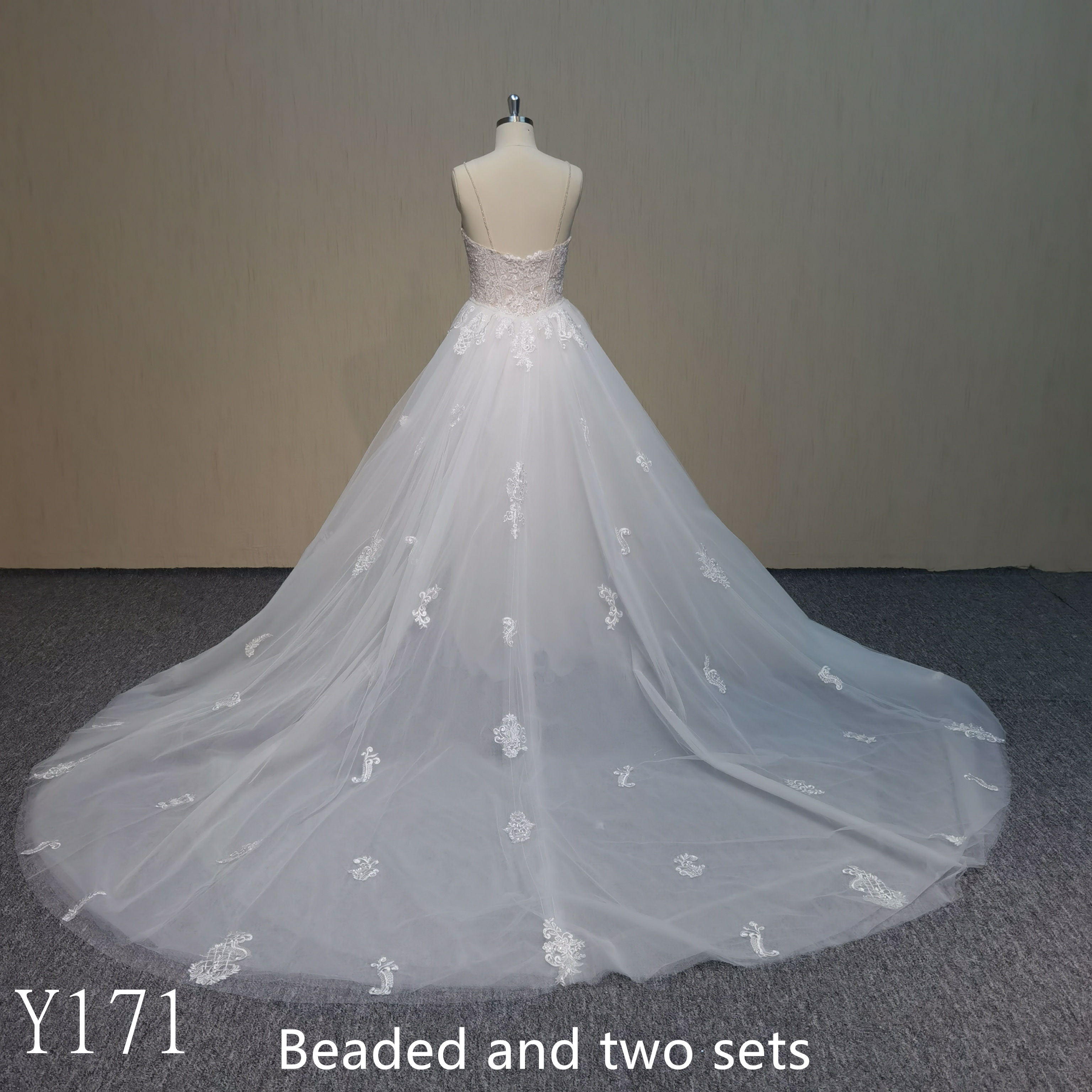 Y171 Spaghetti strap Beaded Mermaid Wedding Dress made in china for wedding