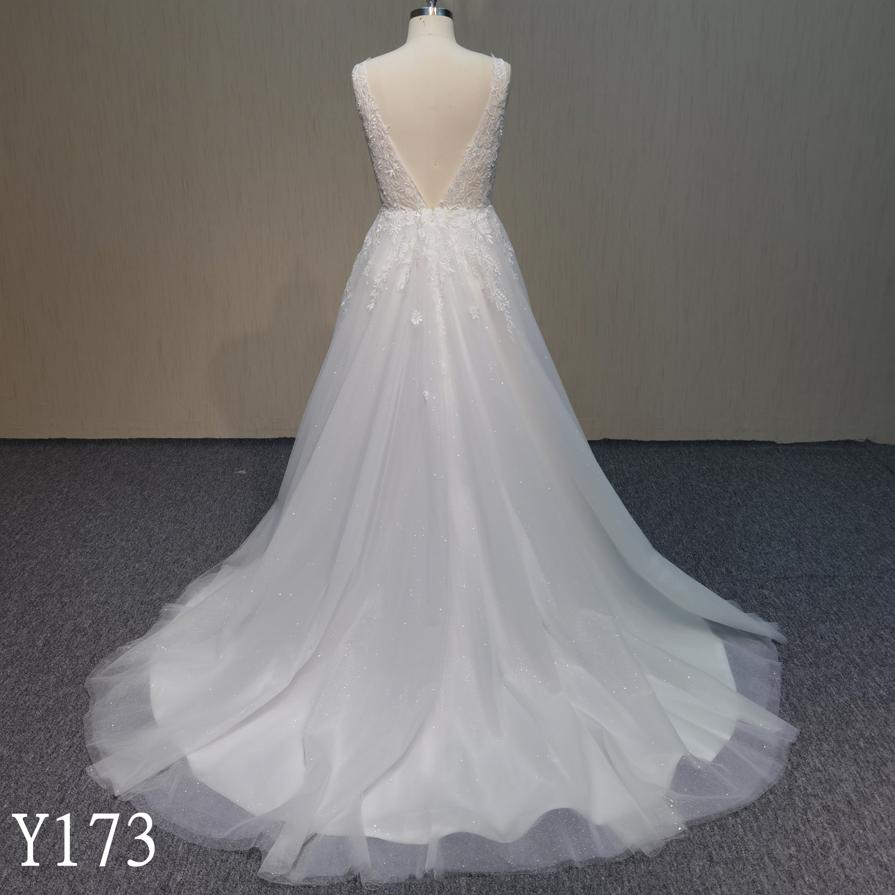 Y173 Sequined V-neck sleeveless wedding dress ball gown for wedding woman