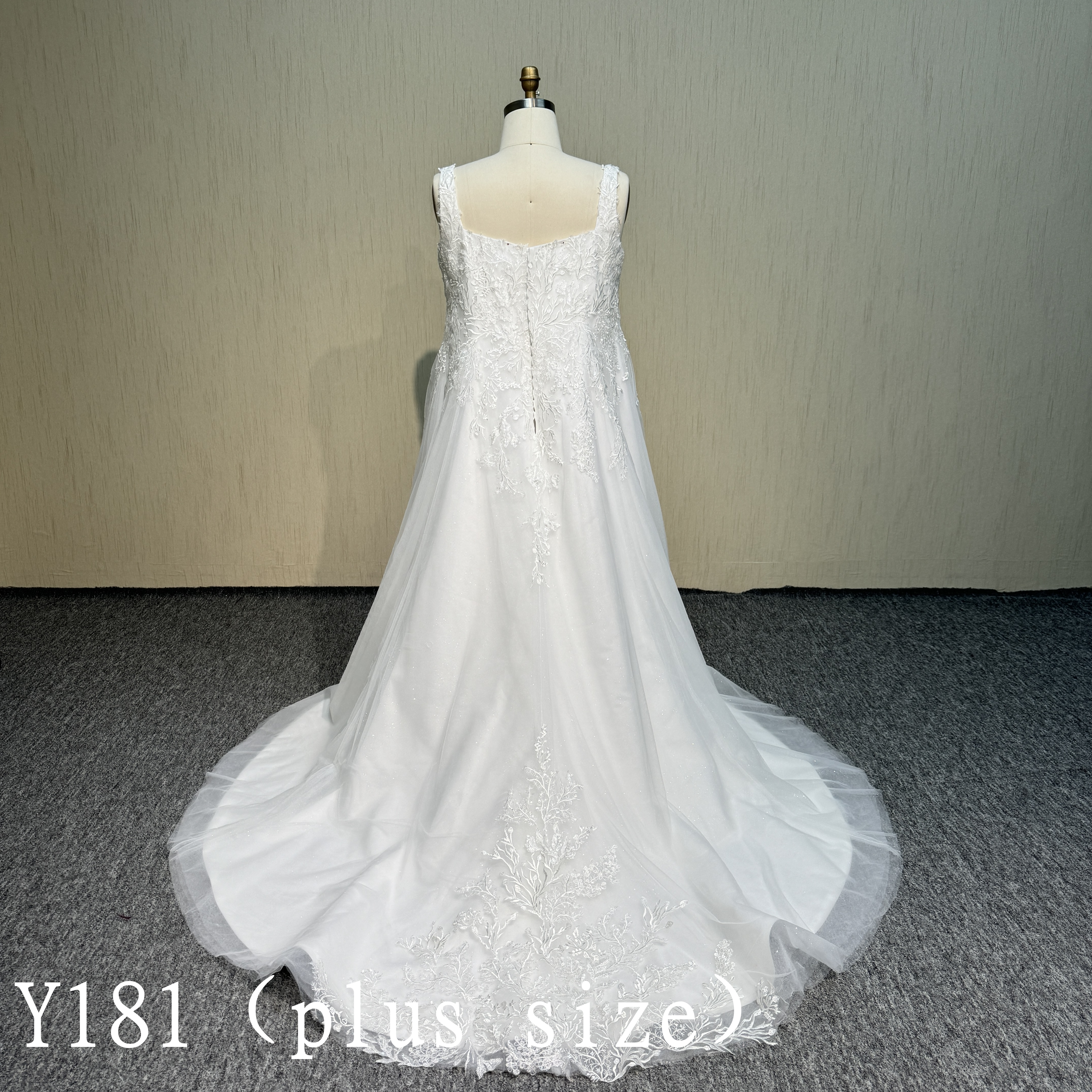 Y181 A-Line applique lace V-neck  wedding dress with sleeveless for woman