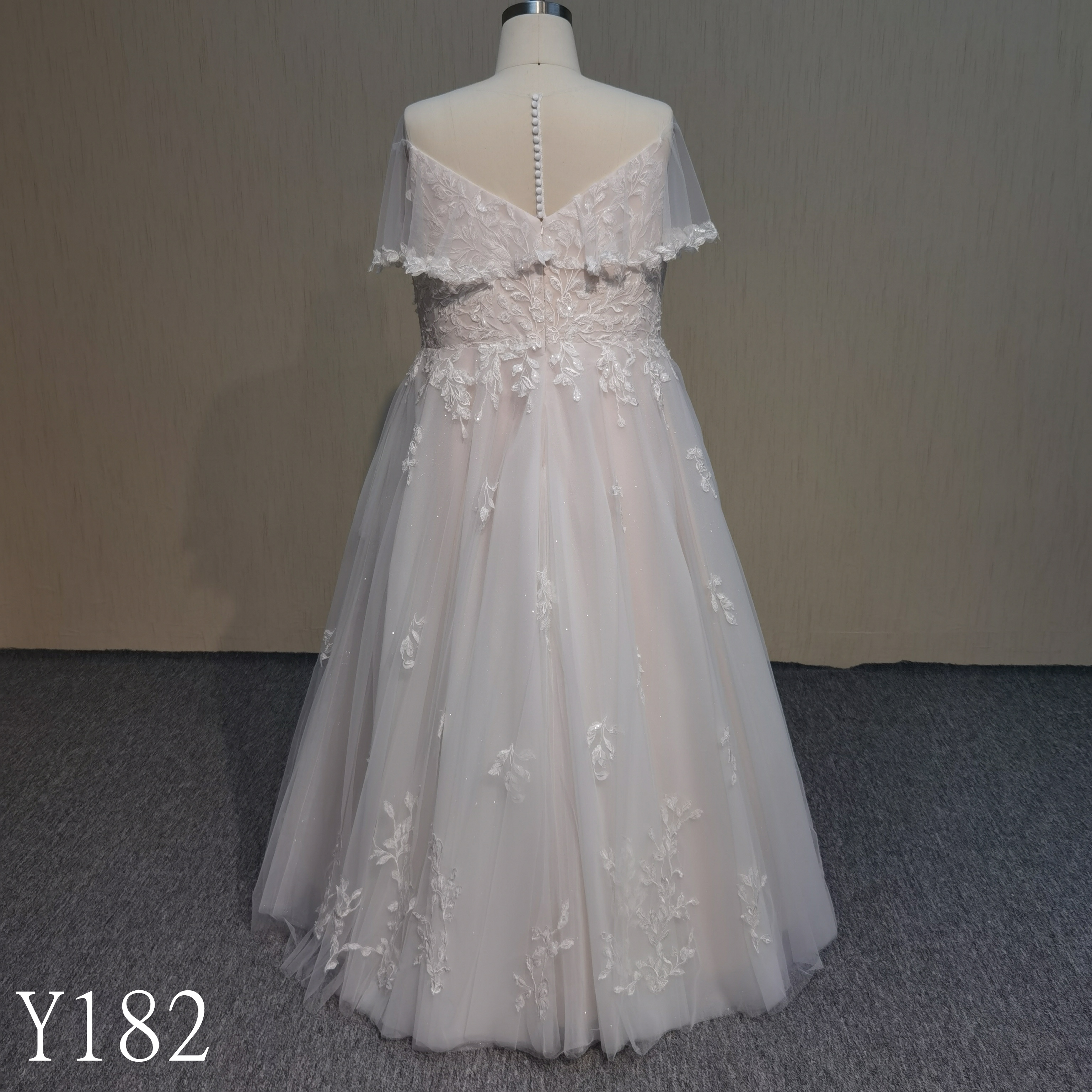 Y182 A Line Sequined Wedding Bridal with applique Wedding Dress made in china