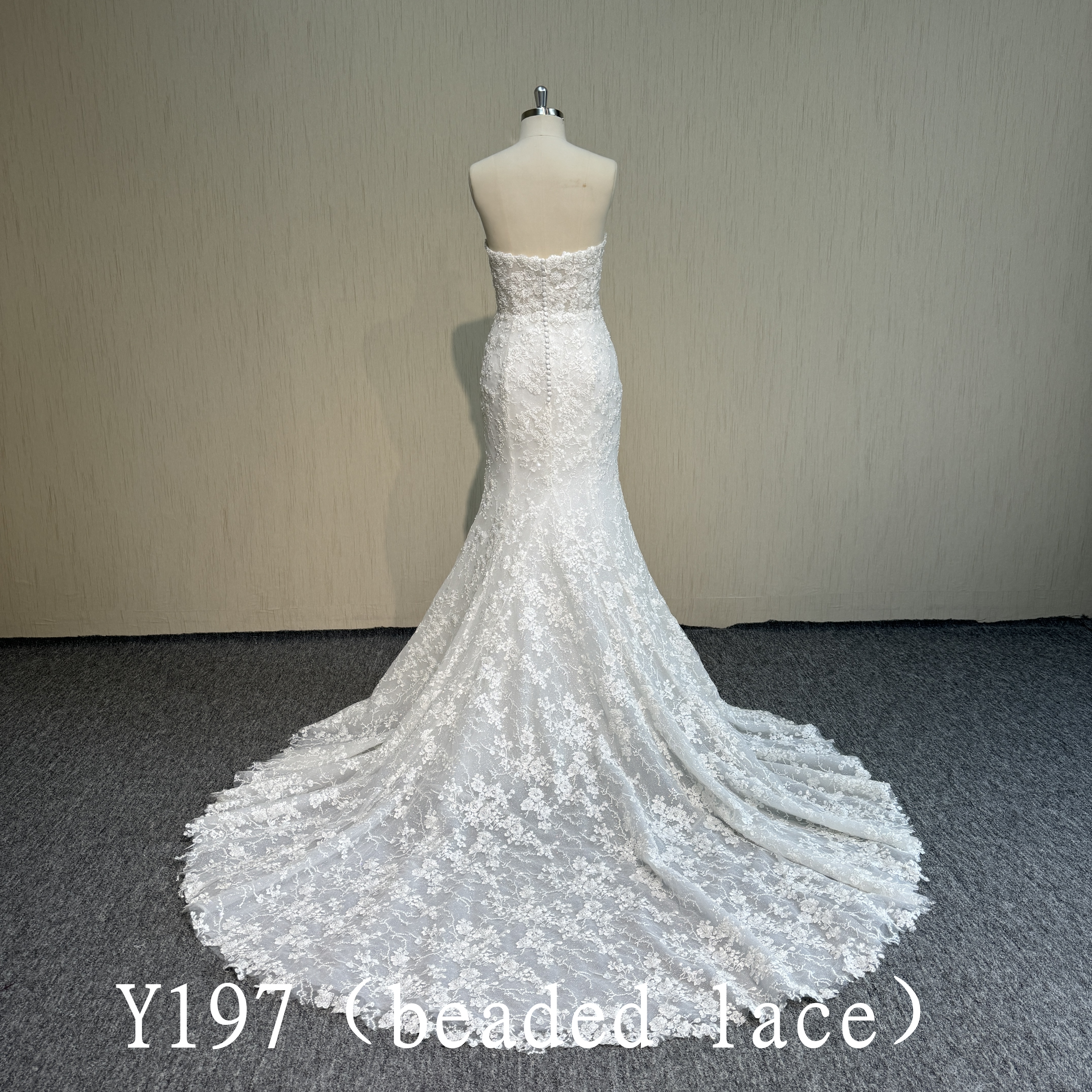 Y197 V-neck Mermaid Wedding Dresses With Beaded lace in China
