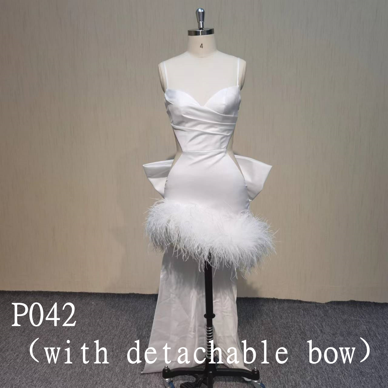 P042 Detachable bow Dress Sleeveless Mermaid Wedding Dresses  made in China