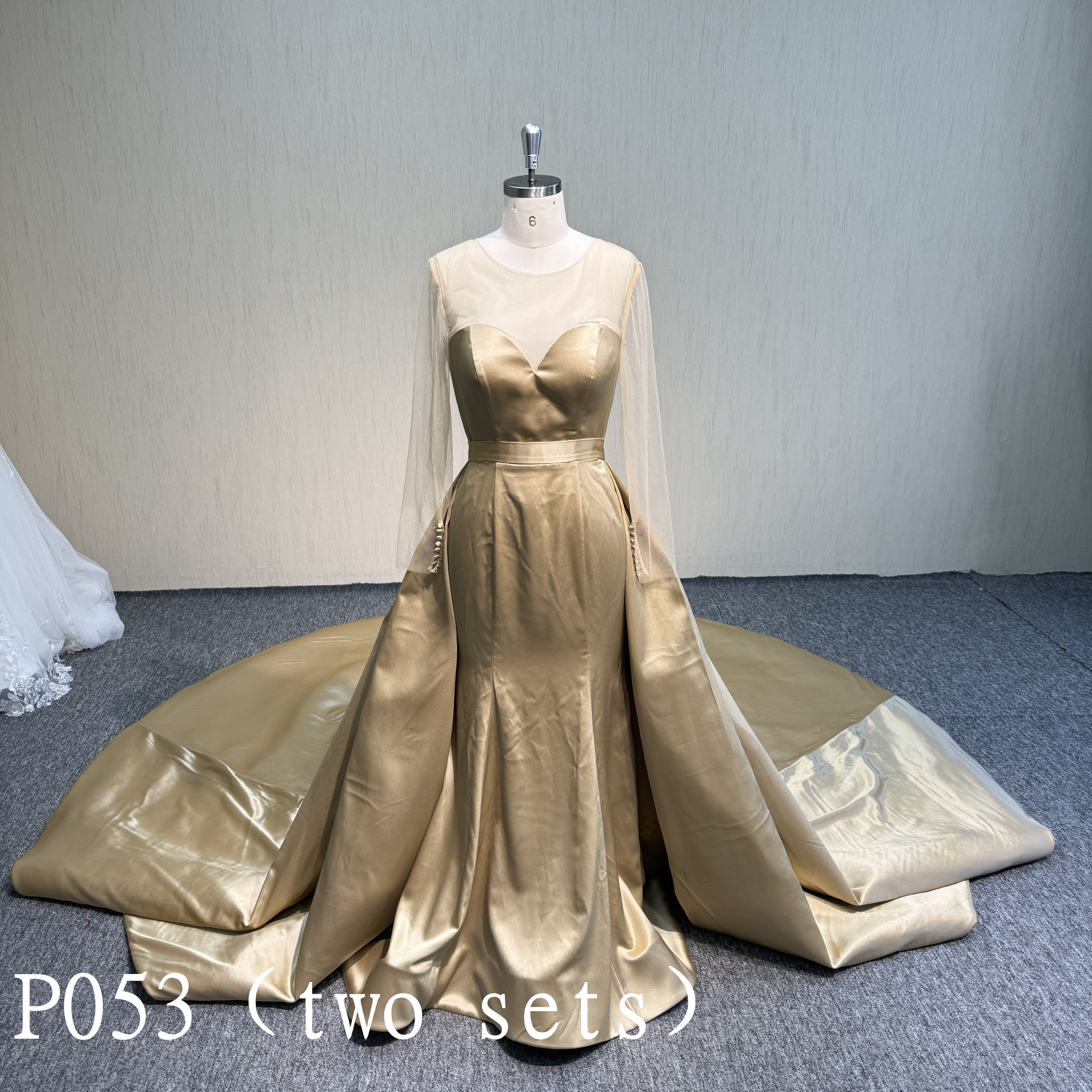 P053 Fashion design Gold Mermaid Wedding Dress