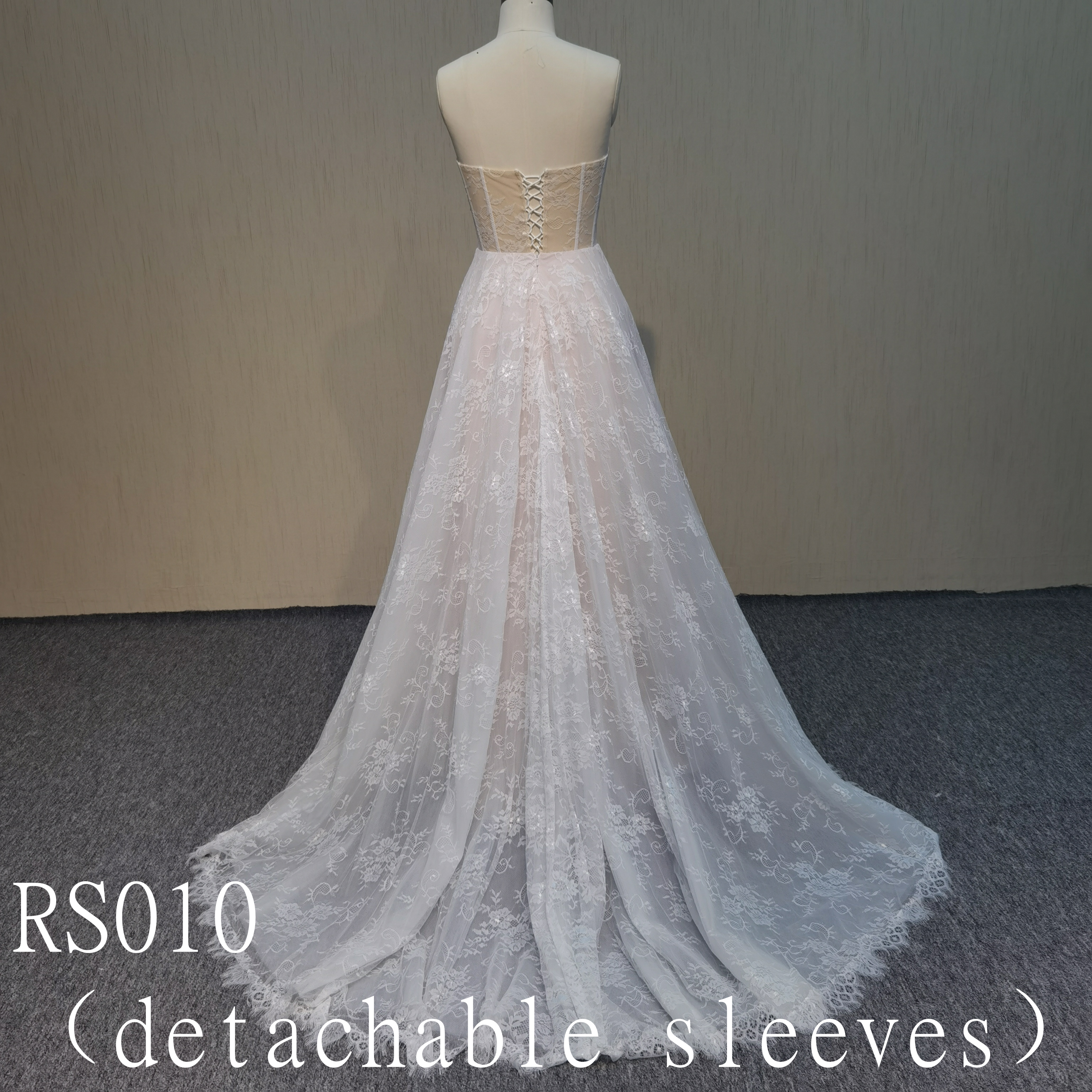 RS010 Detachable  sleeves Sweet heart Neckline Wedding Gowns with applique Wedding Dress made in China