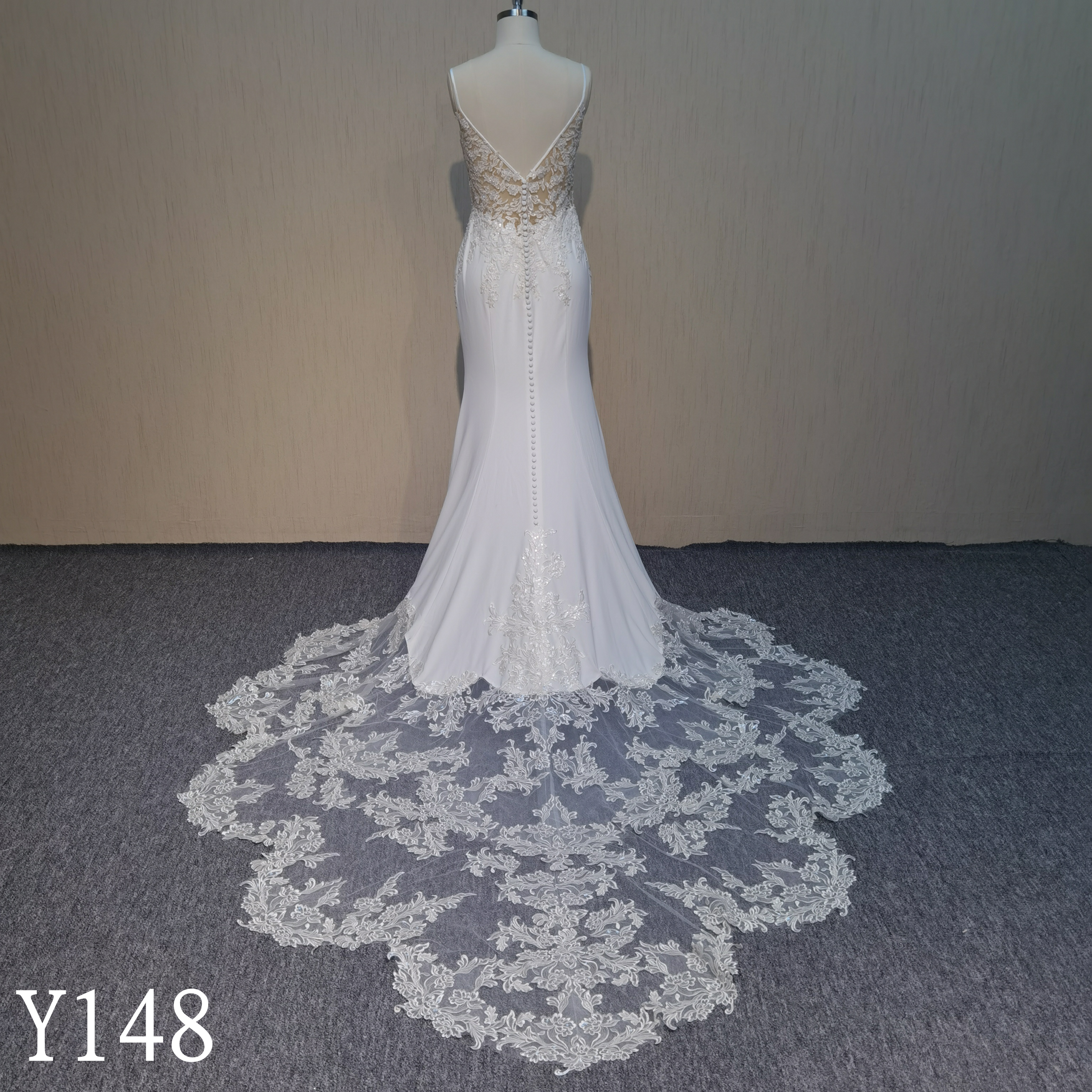 Y148 Detachable train V-Neckline Backless Mermaid Wedding Dresses Made in China