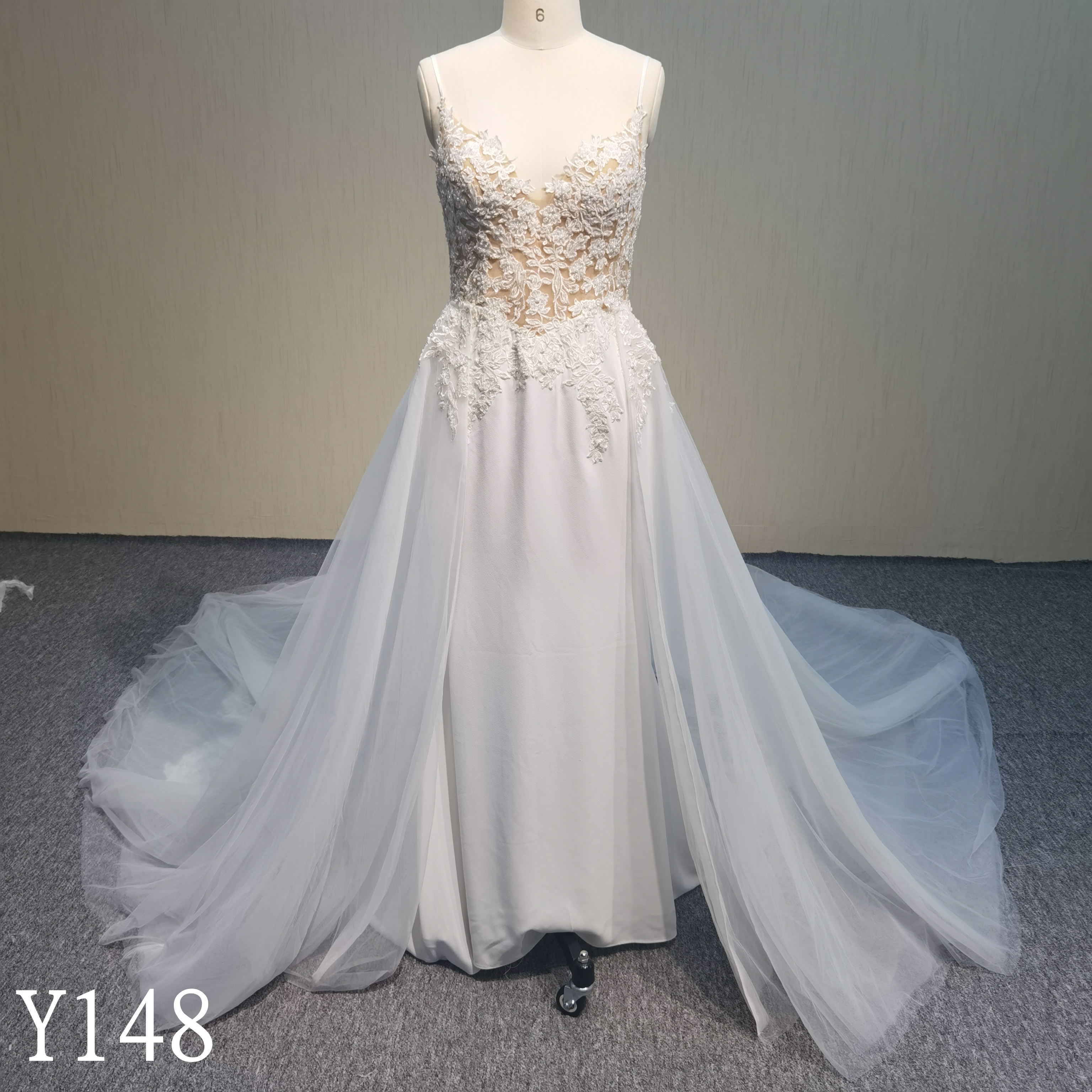 Y148 Detachable train V-Neckline Backless Mermaid Wedding Dresses Made in China