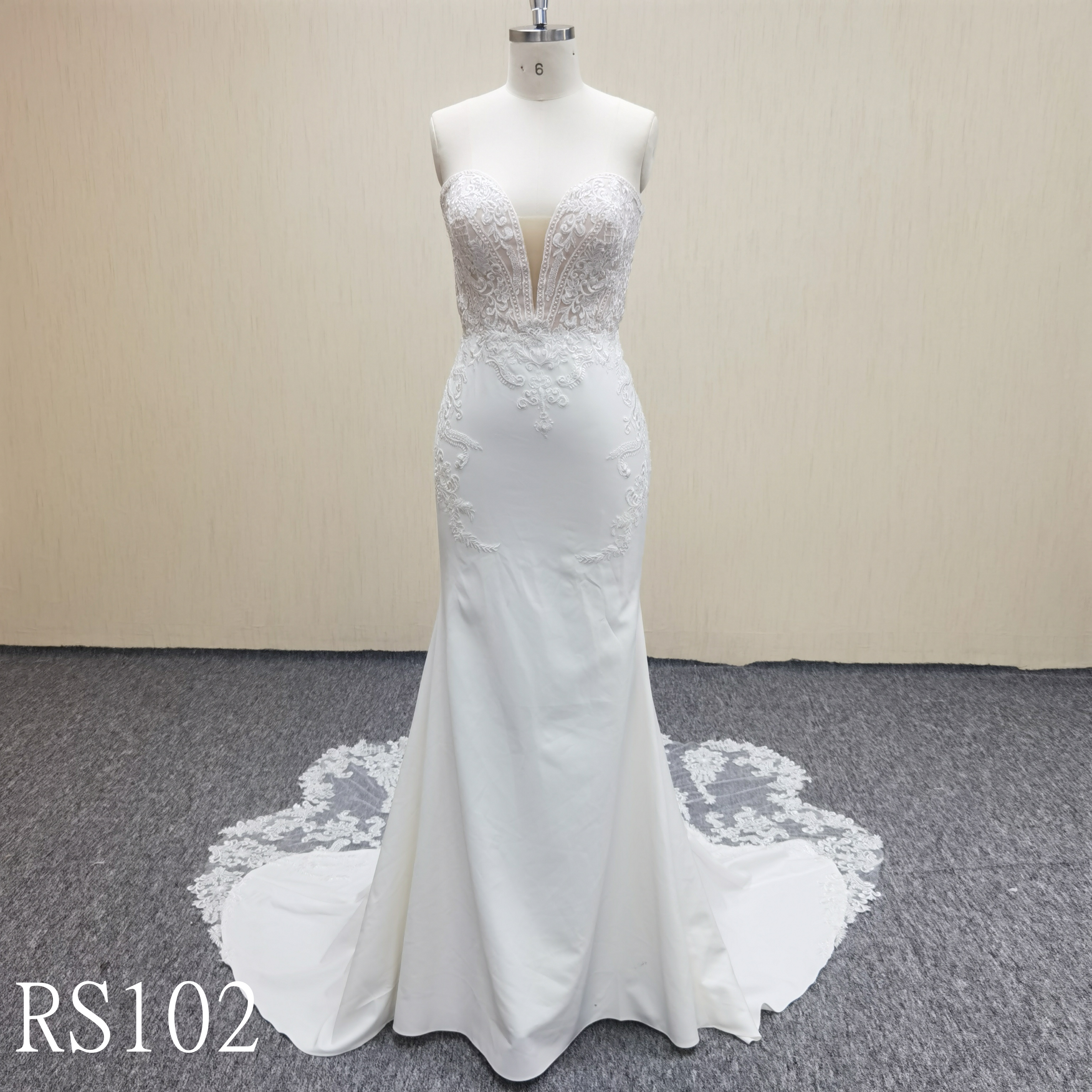 RS102 Applique  mermaid dress with  sweetheart zipper back wedding dress