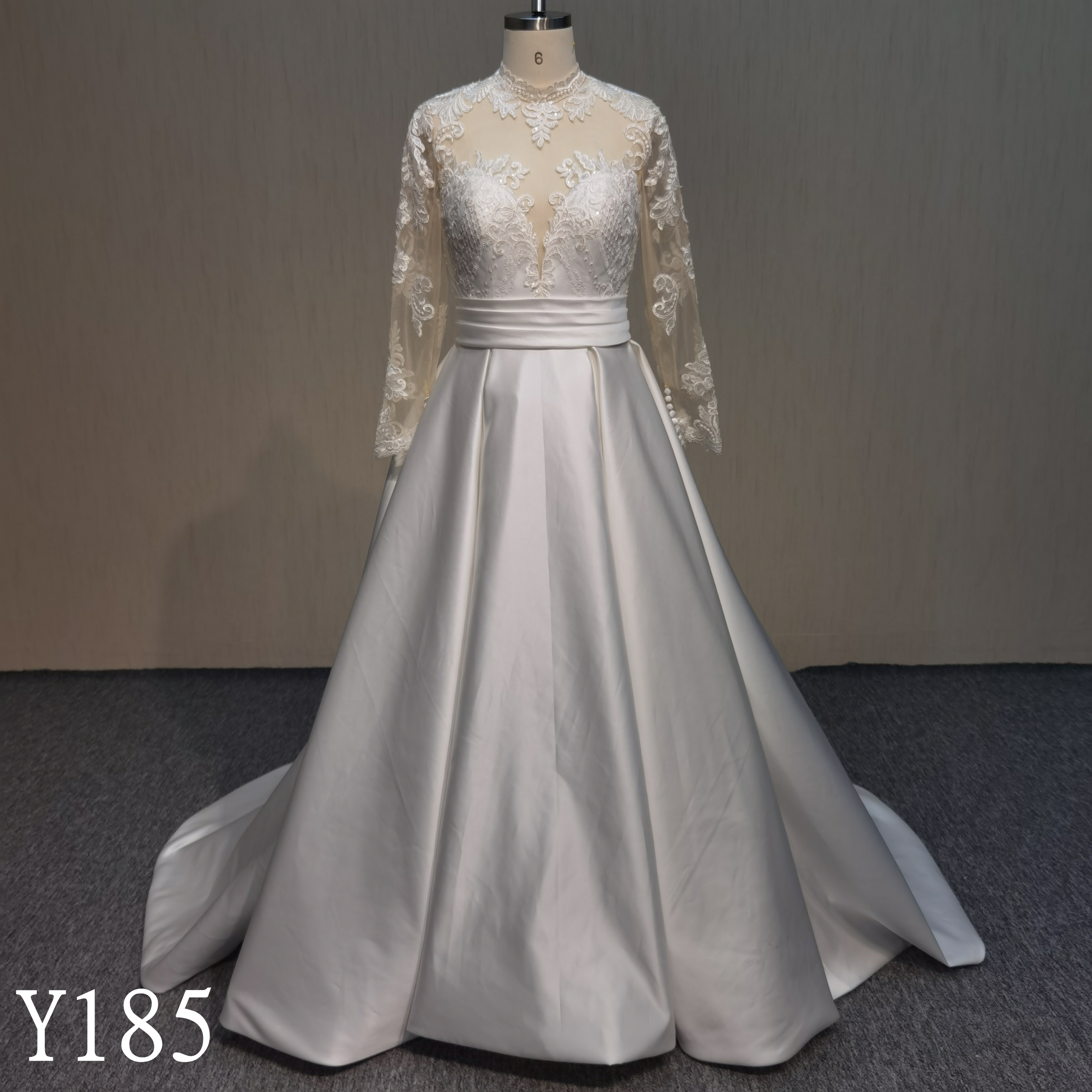 Y185 Long sleeves Wedding Dresses  Illusion dress made in China
