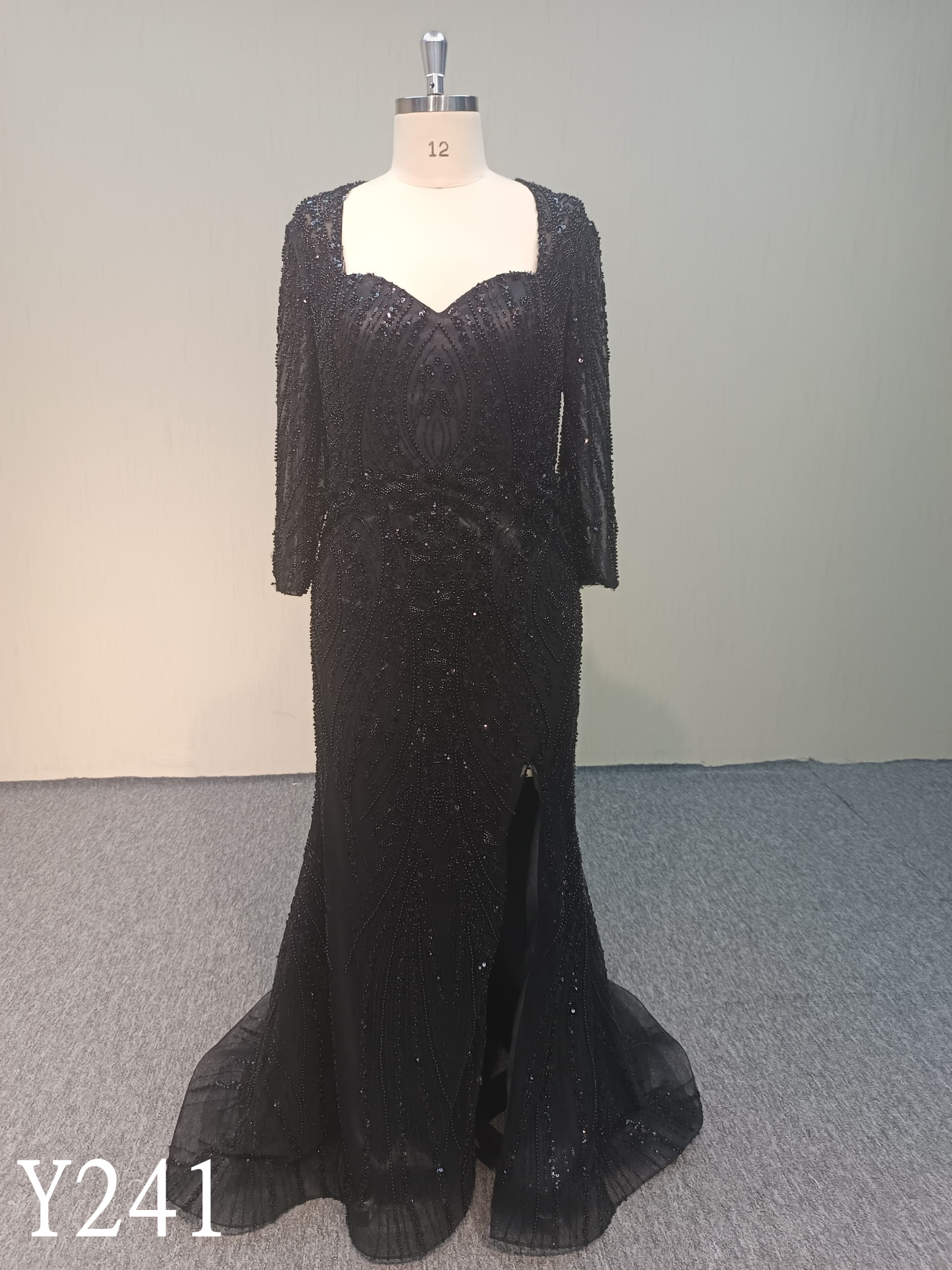 Y241 Fashion Design Black Lace  Mermaid Dress with  Sweetheart Zipper Back Evening Dress made in China