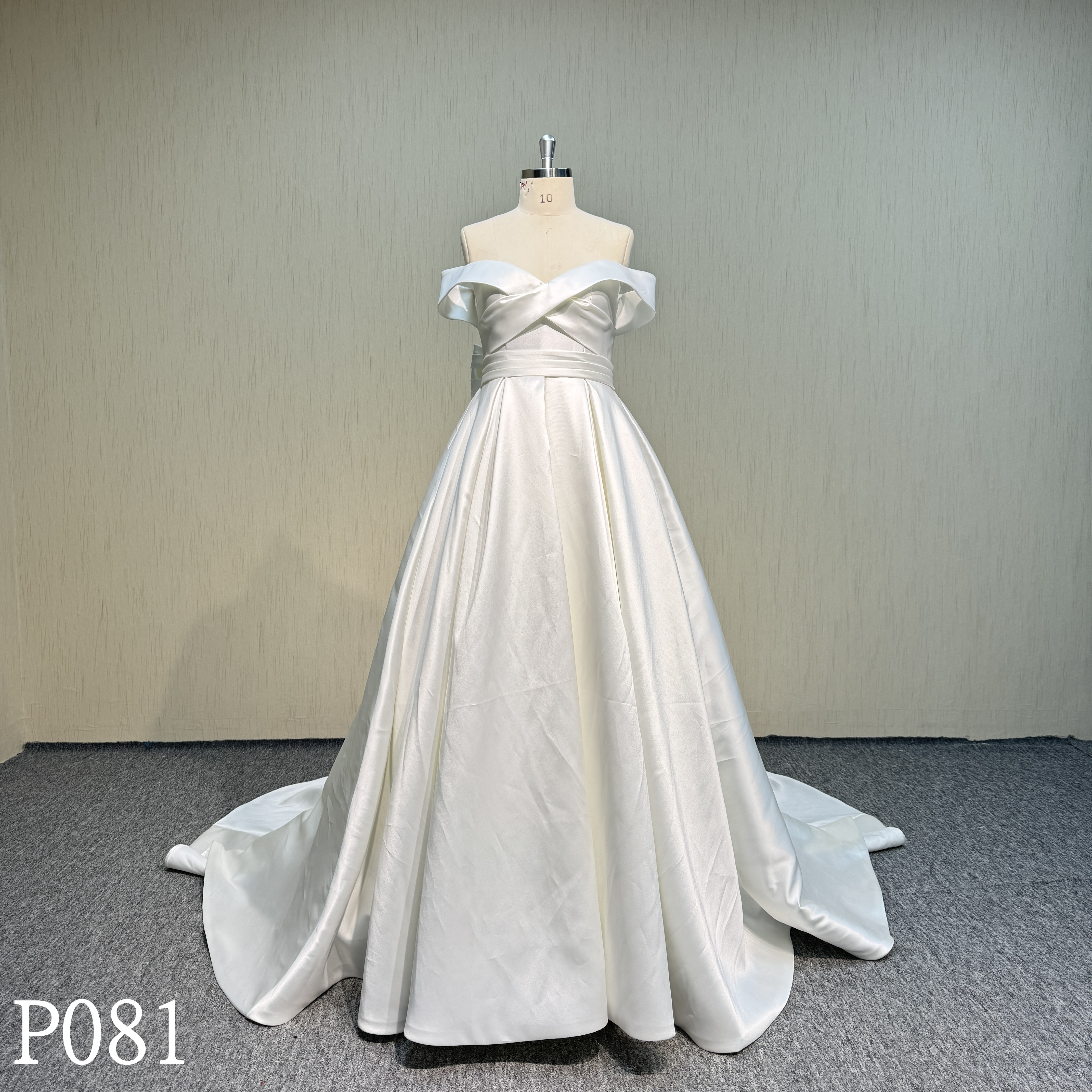 P081 sleeveless crepe satin ball gown Bridal Wedding Dresses for wedding woman with big bow