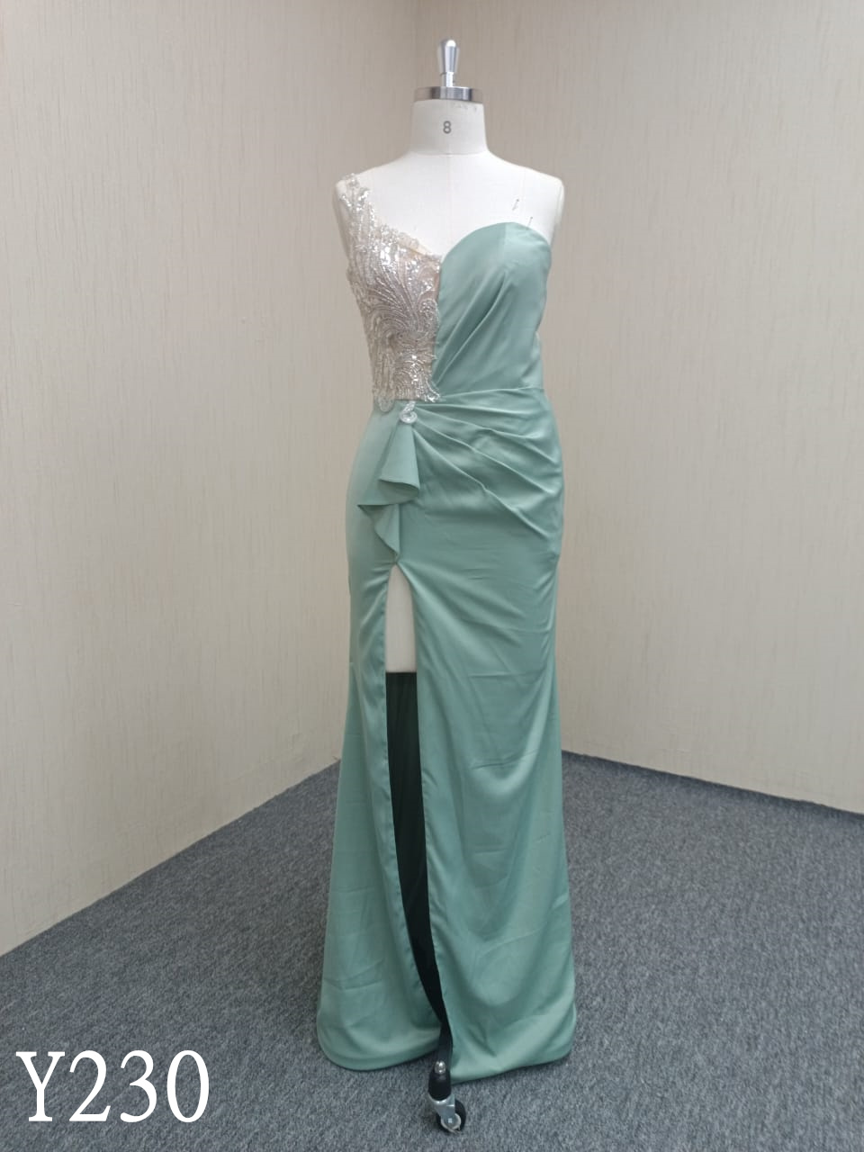 Y230 Light Green sweetheart mermaid evening dress with applique lace