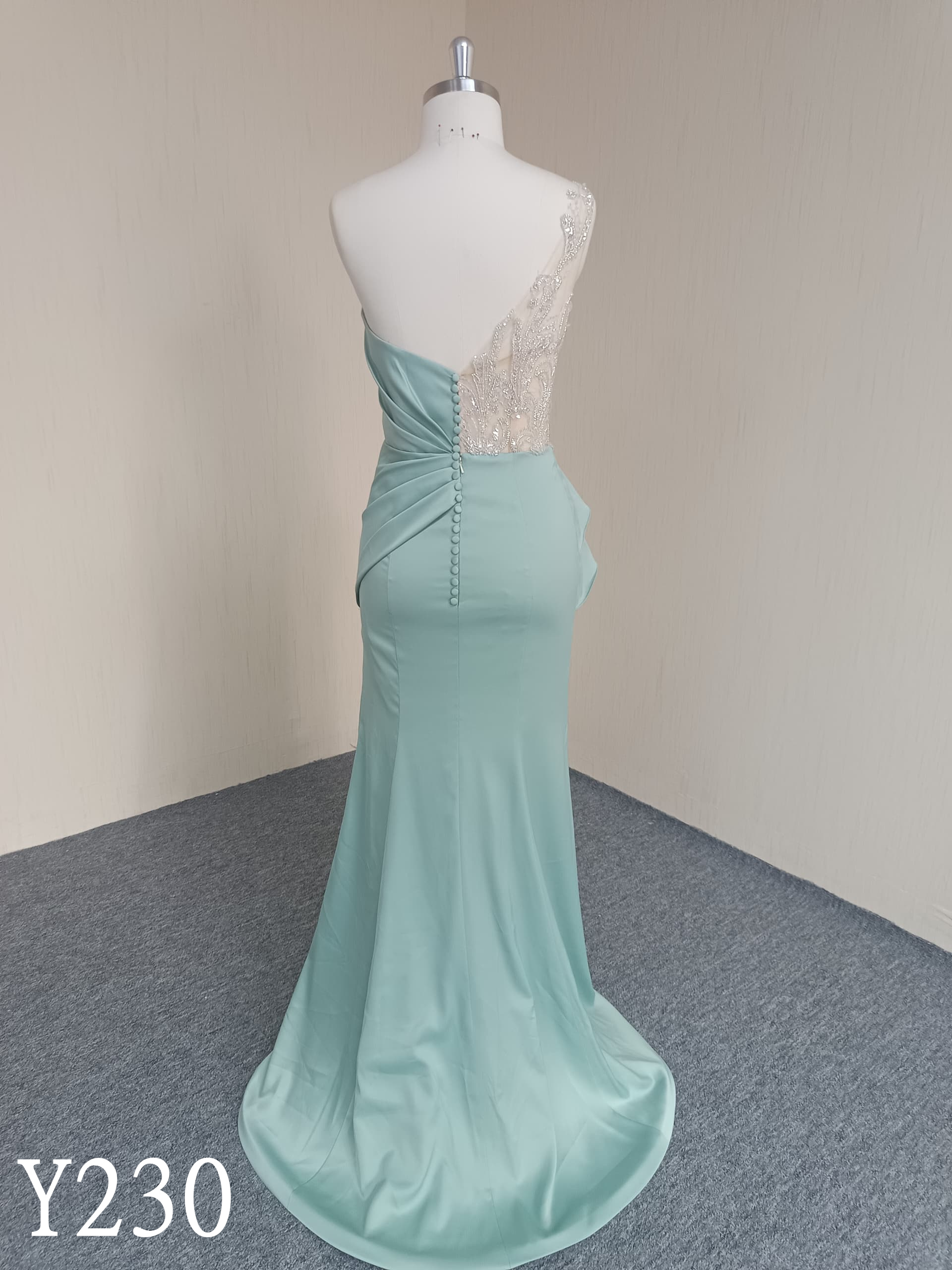 Y230 Light Green sweetheart mermaid evening dress with applique lace