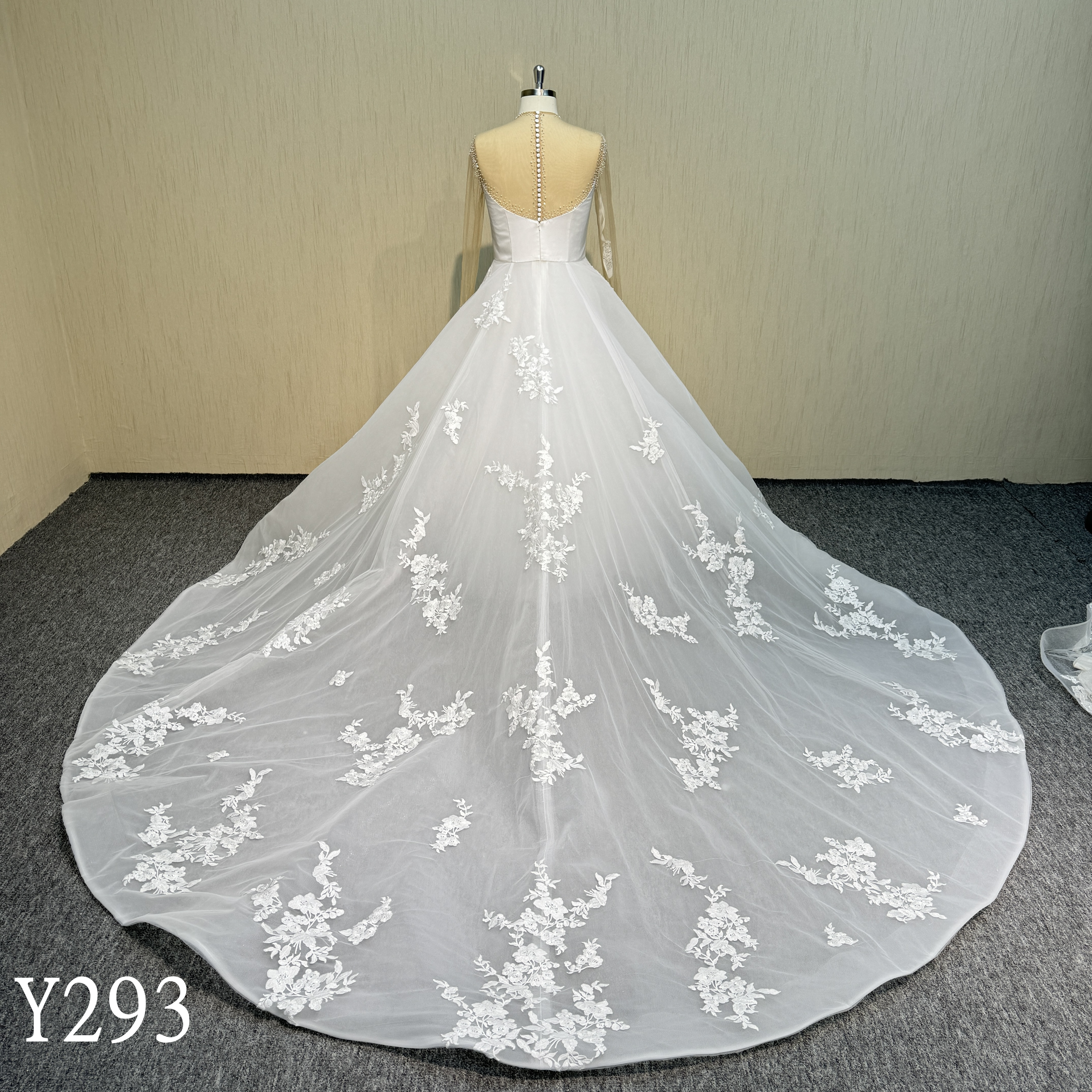 Y293 Longsleeve hand beading ball gown Bridal Wedding Dresses for wedding woman with applique lace