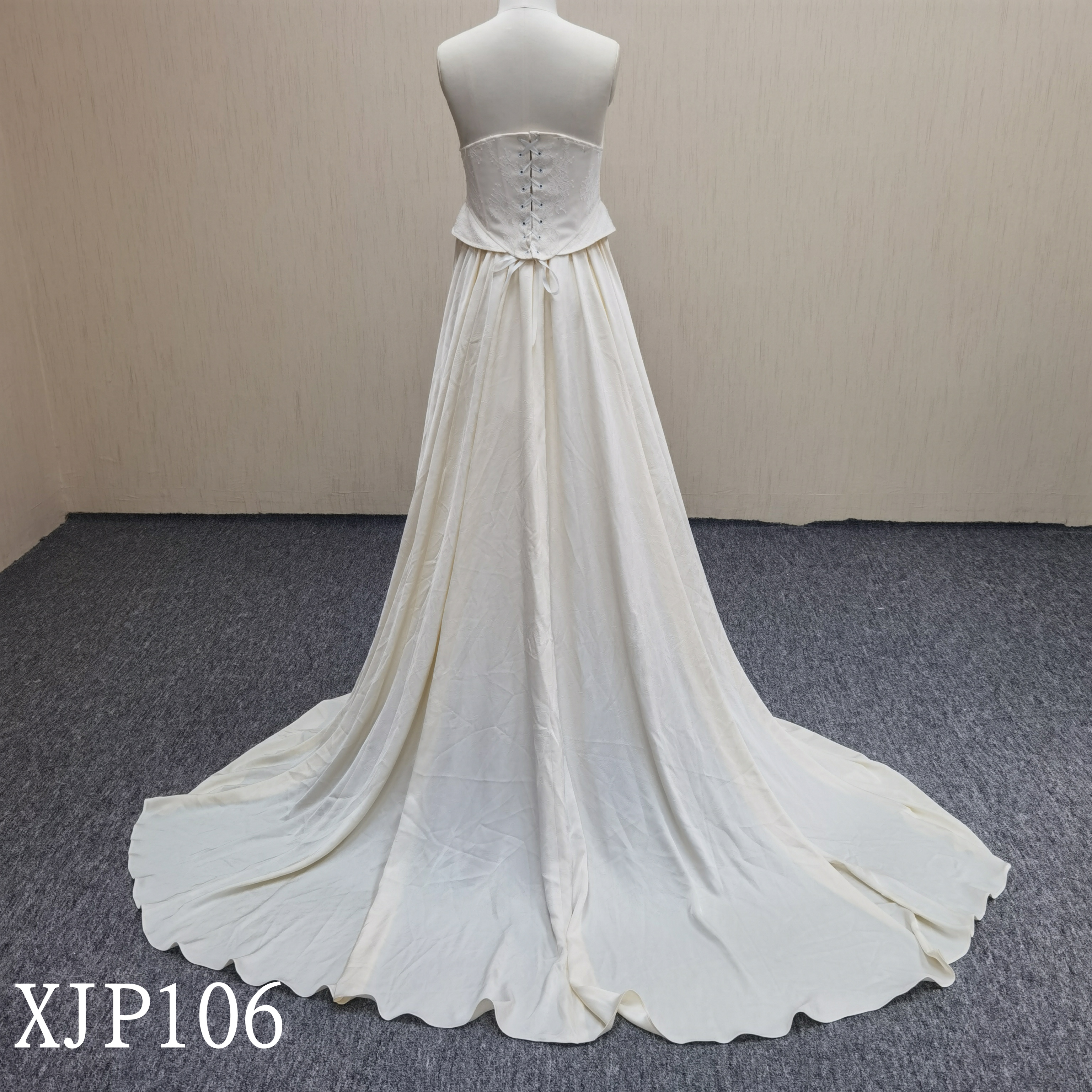 XJP106 beading lace crepe sleeveless A-line evening Dresses  Unique design dress made in China
