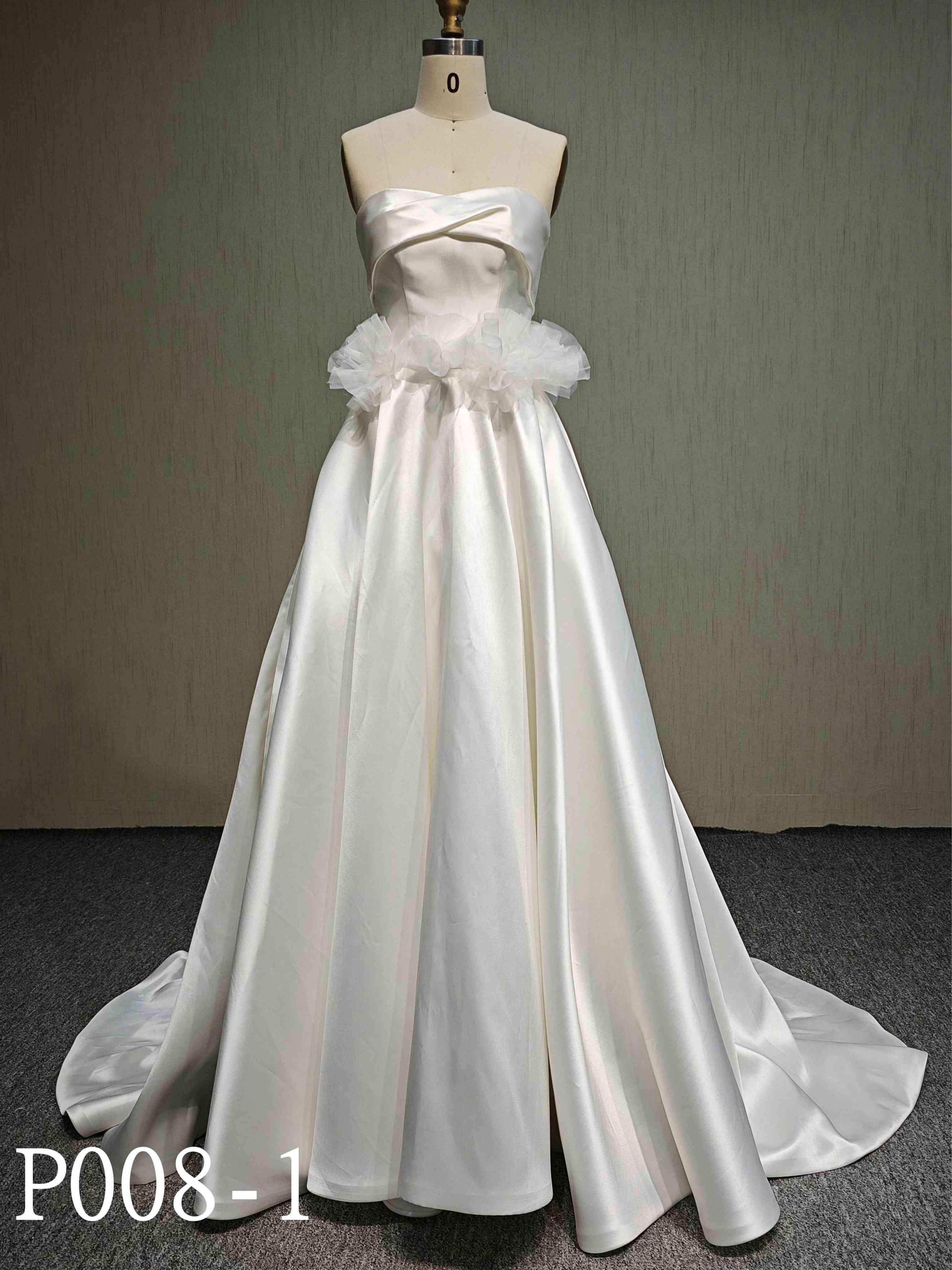 P008-1 Fashion design Sleeveless Sweetheart Neck Bridal Wedding Dresses With 3D flower for Woman