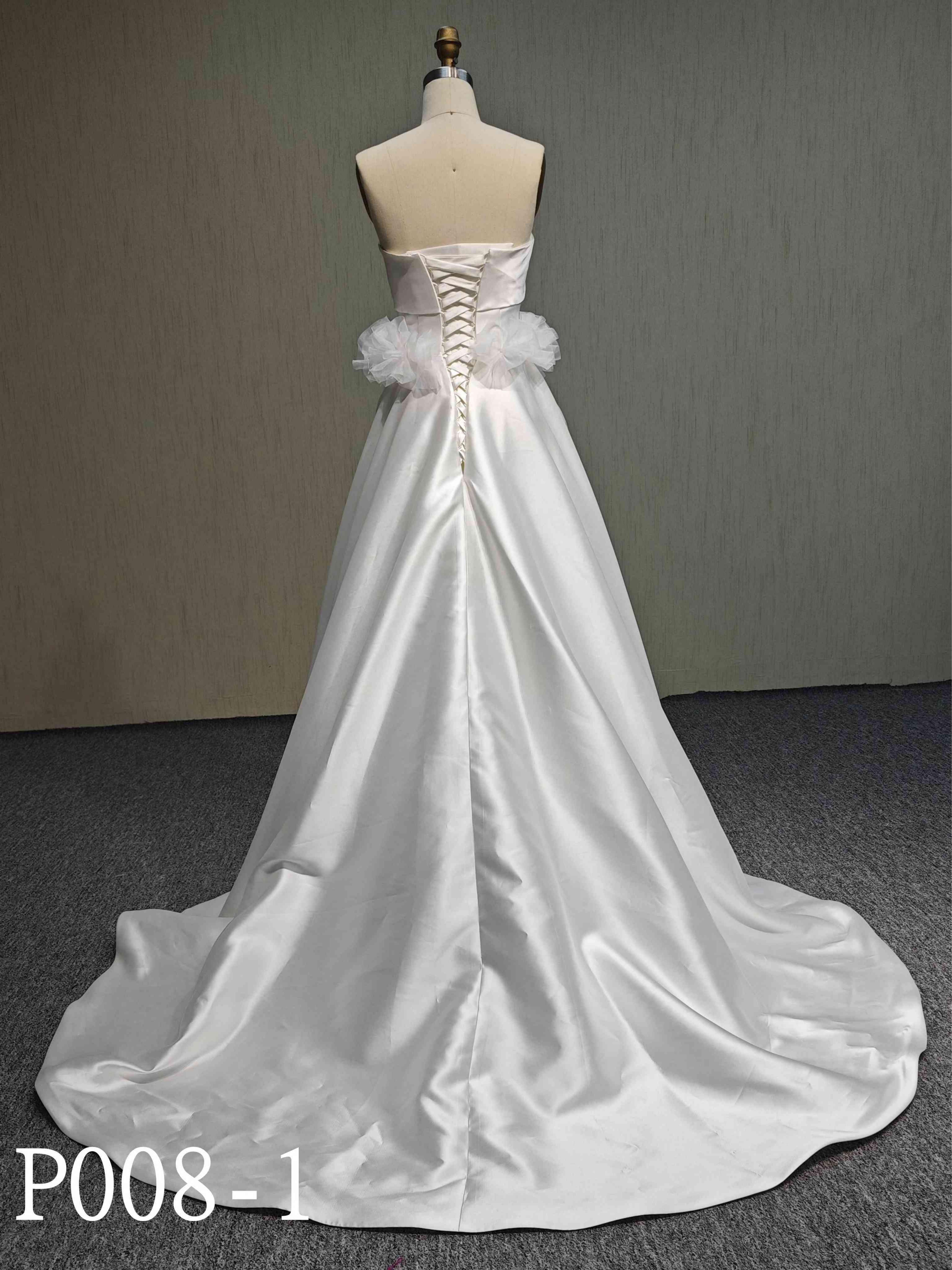 P008-1 Fashion design Sleeveless Sweetheart Neck Bridal Wedding Dresses With 3D flower for Woman