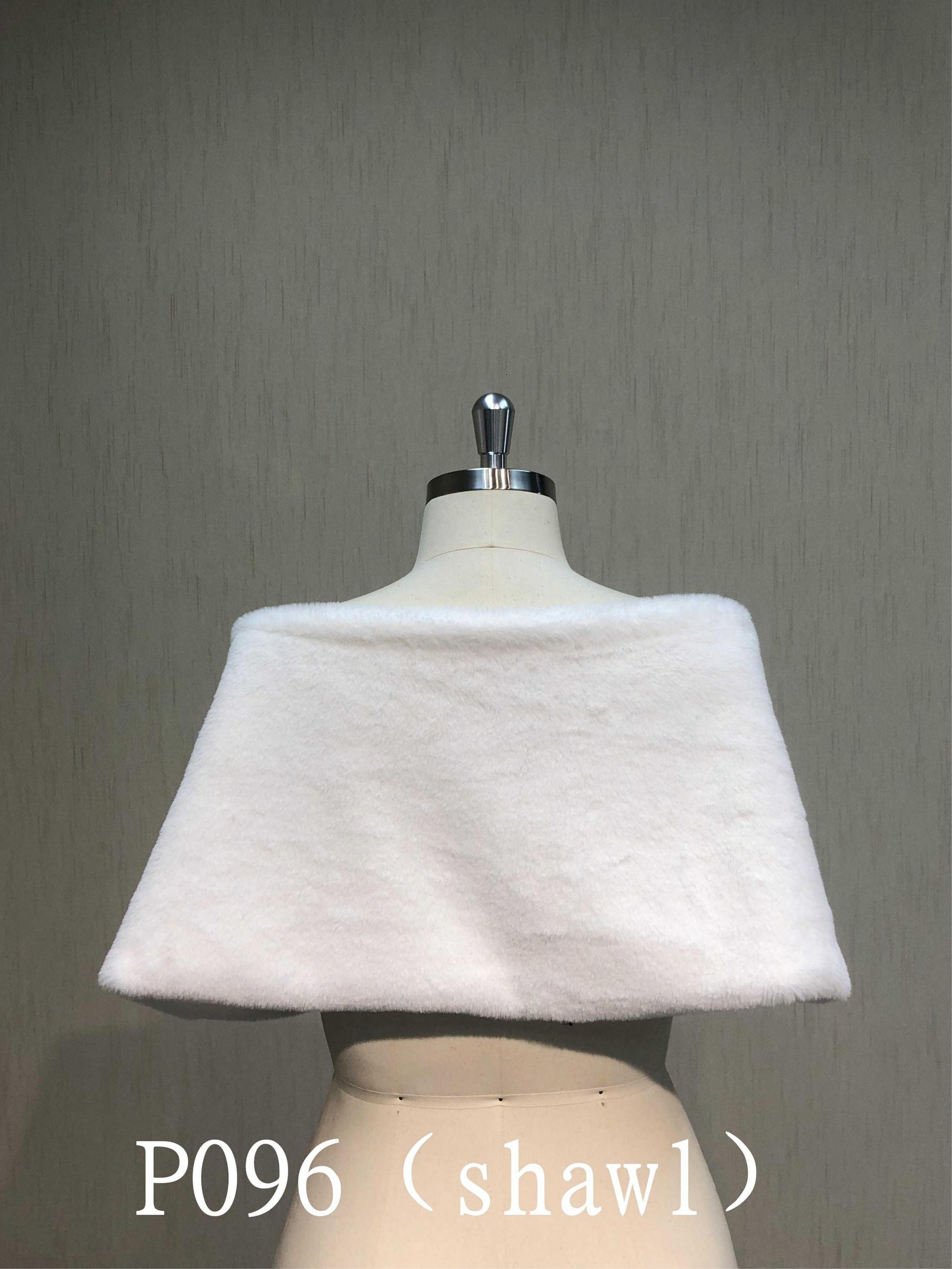 P096 Elegant Plush Shawl in White