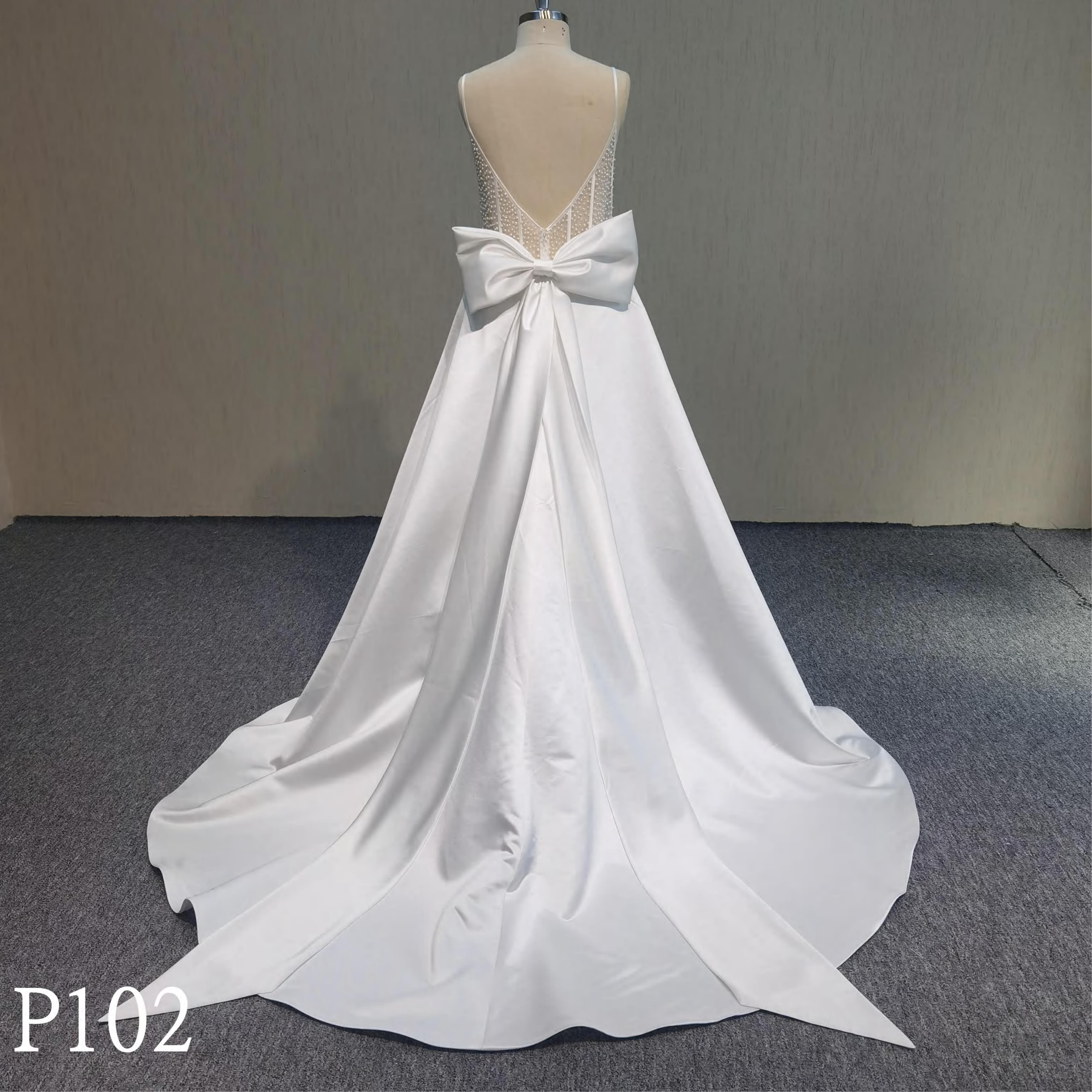 P102 Beaded With Bow Wedding dress Evening Dresses Made In China