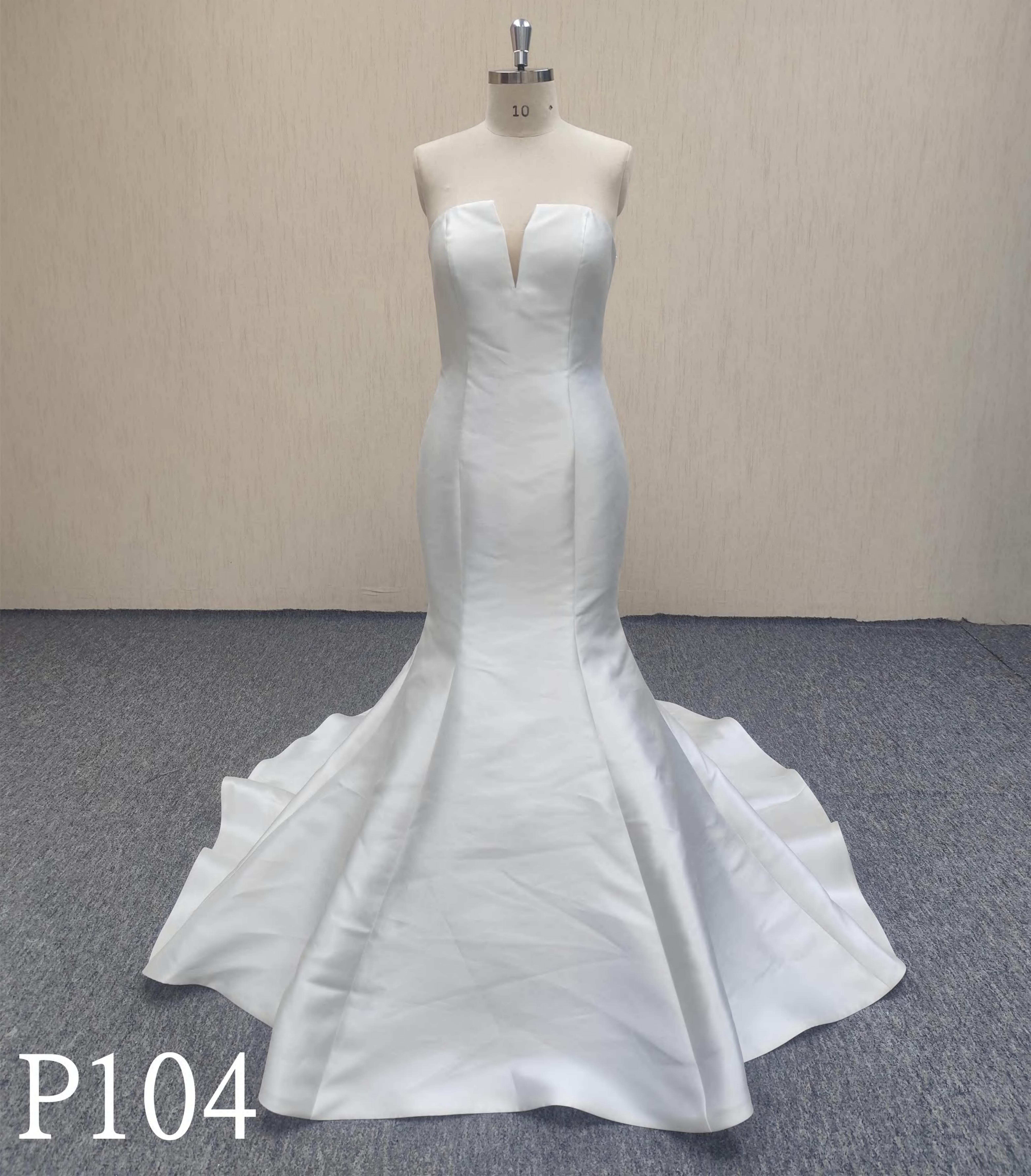 P104 Simple design Mermaid wedding dress with  satin Made in China