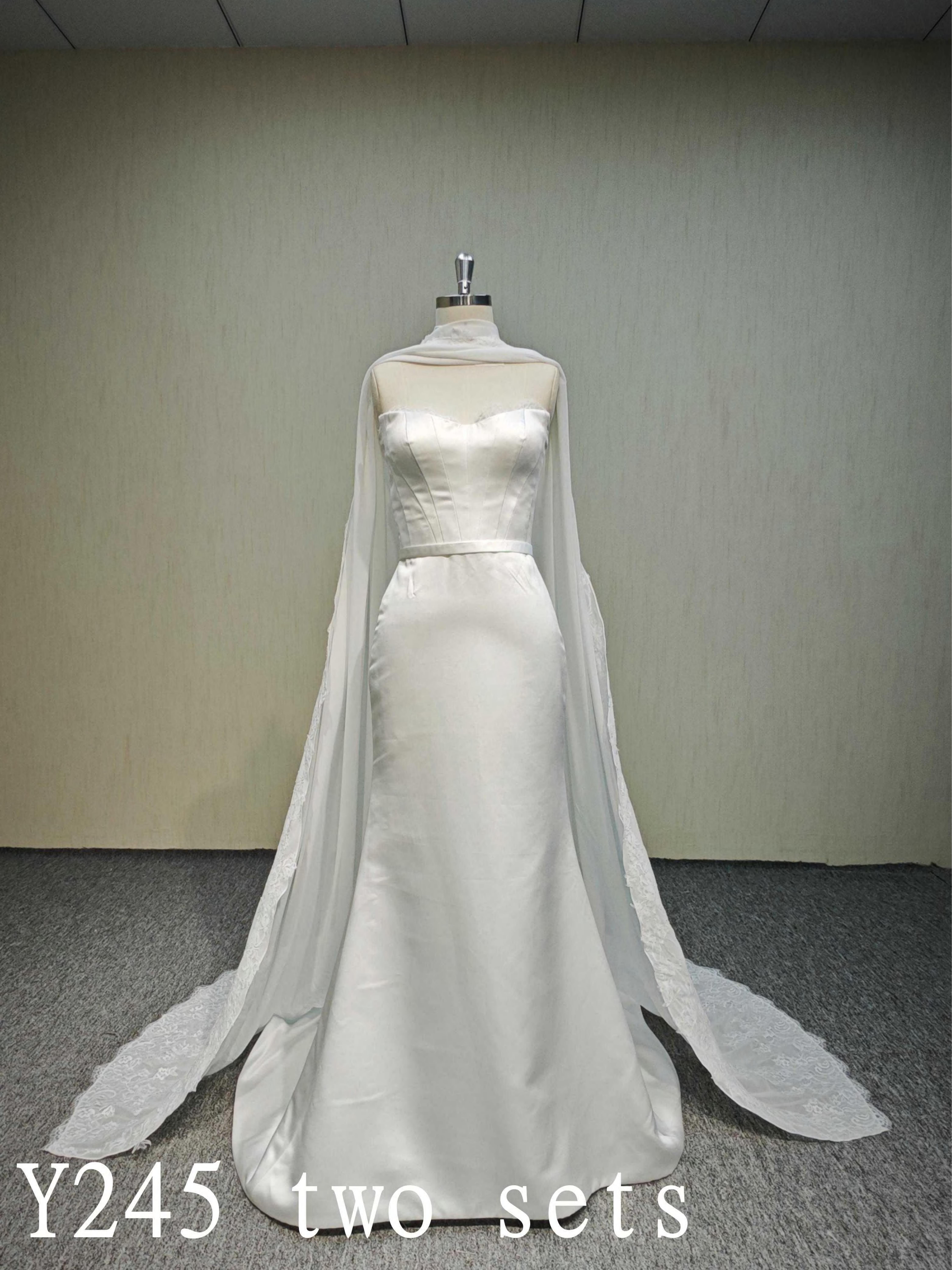 Y245 Simple design Mermaid wedding dress with  shawls Made in China