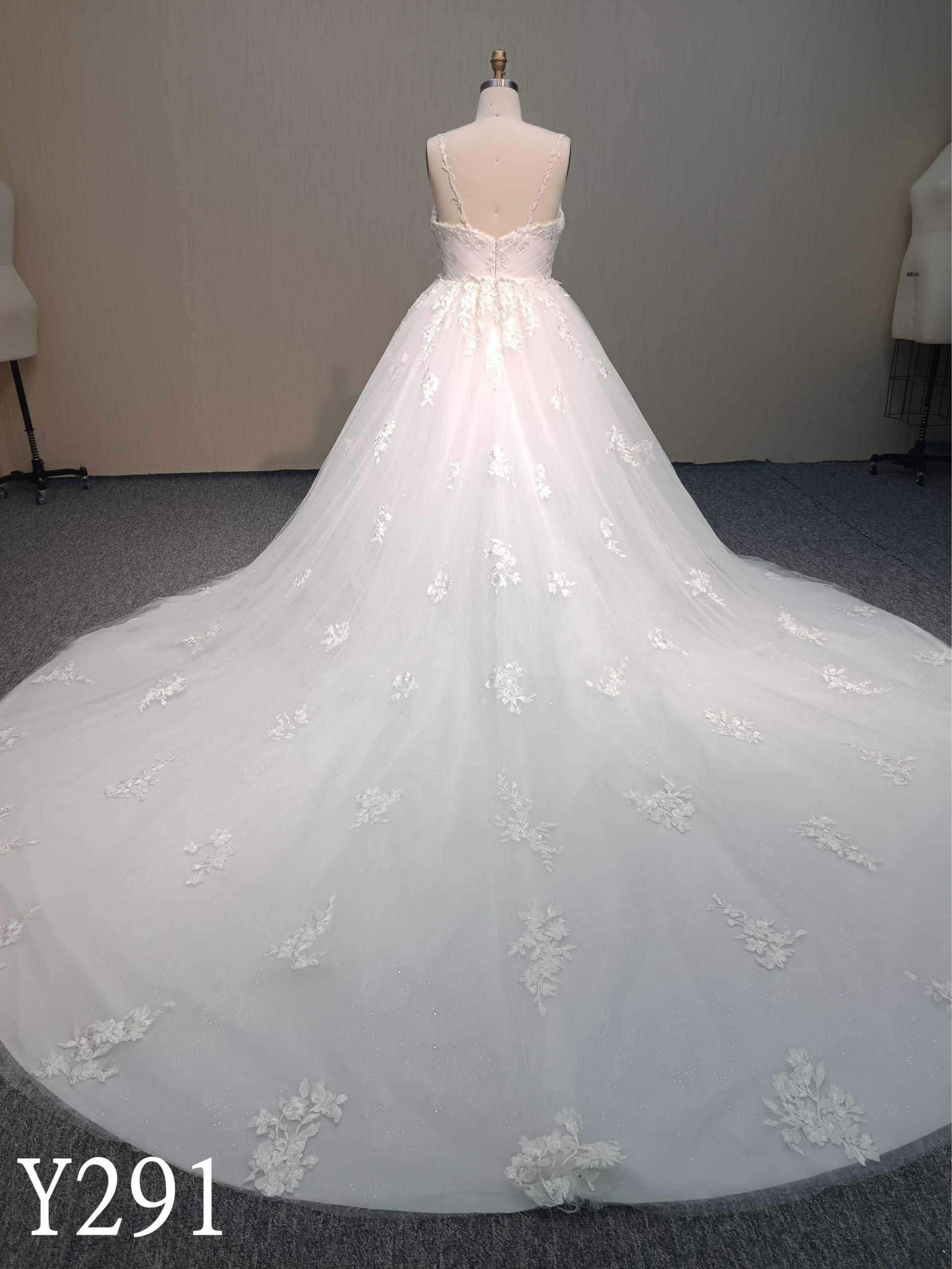 Y291 Plus Size Lace Applique Wedding Beige Gowns for Woman