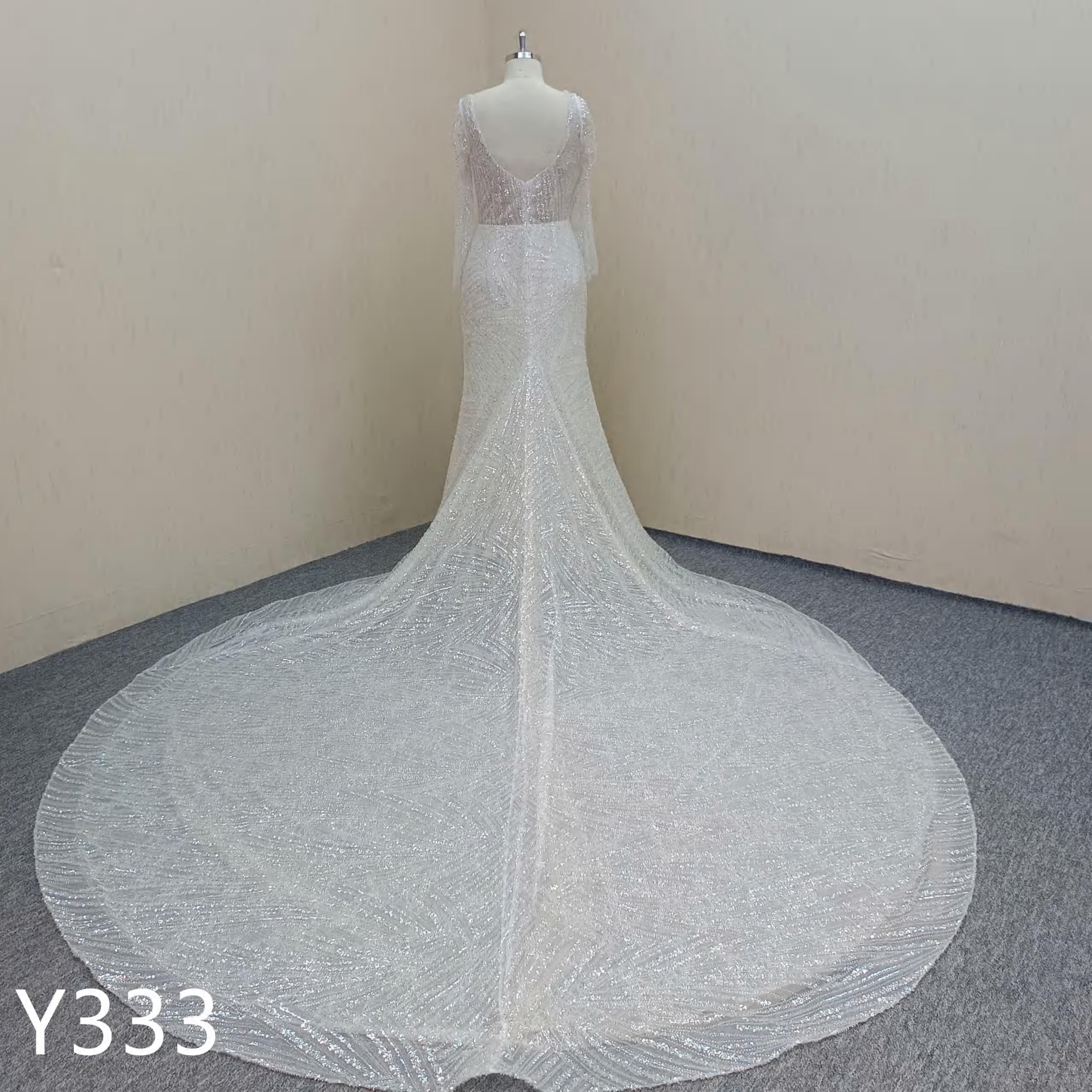 Y333 Long Sleeve Sequins See Through Wedding  Dresses  Evening Gowns  made in China