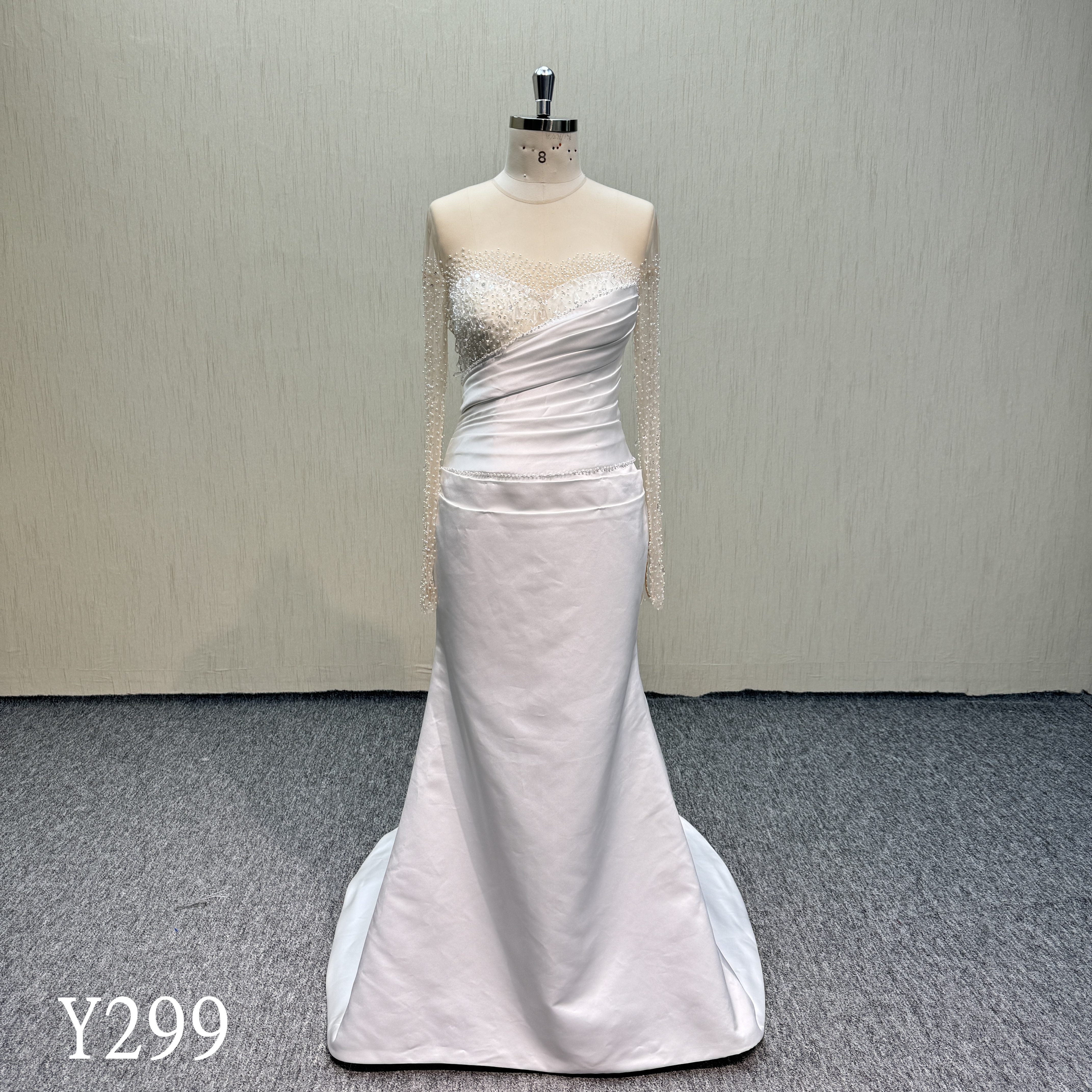 Y299 Luxury Gorgeous Handmade Beads Mermaid  Wedding dress  with Detachable Train