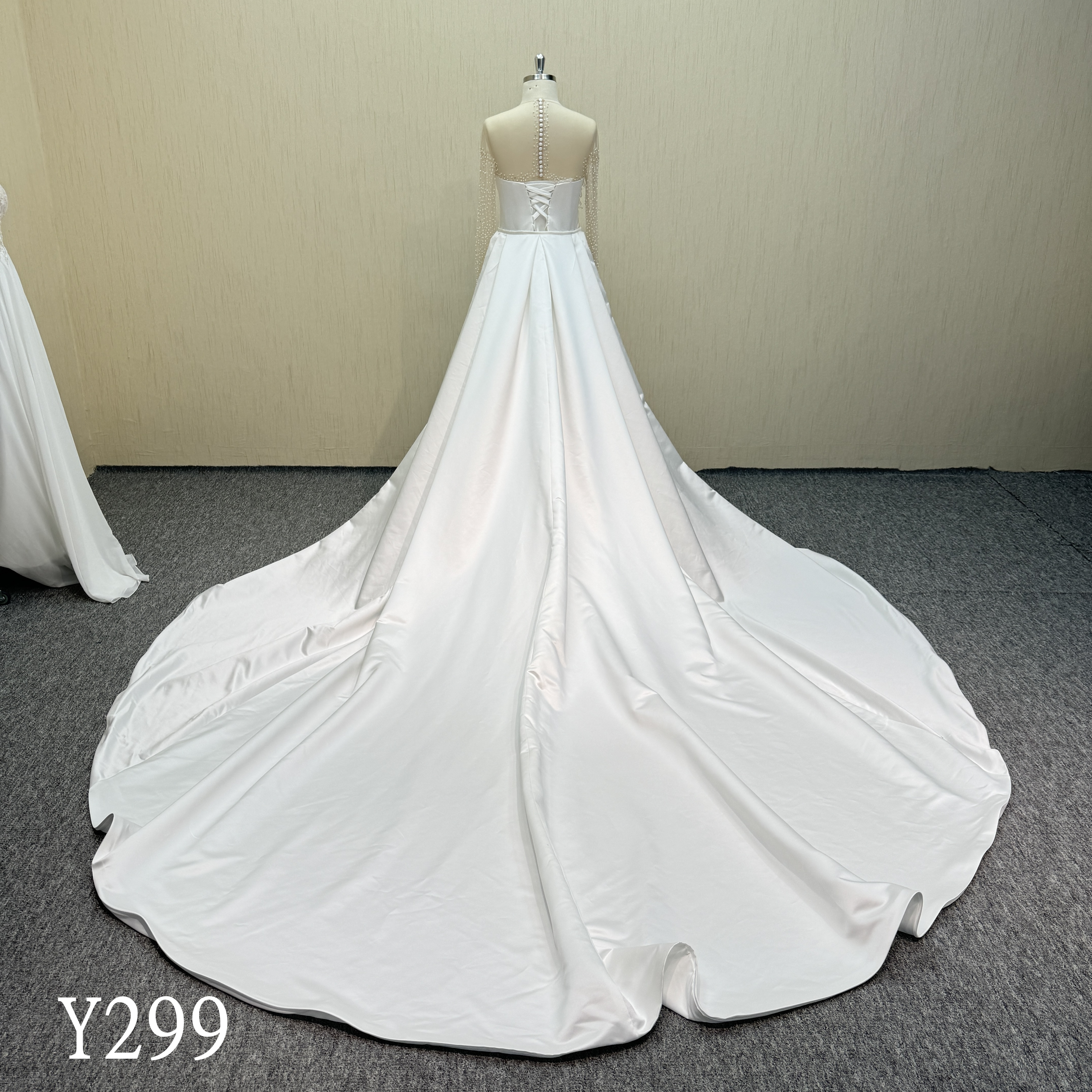 Y299 Luxury Gorgeous Handmade Beads Mermaid  Wedding dress  with Detachable Train