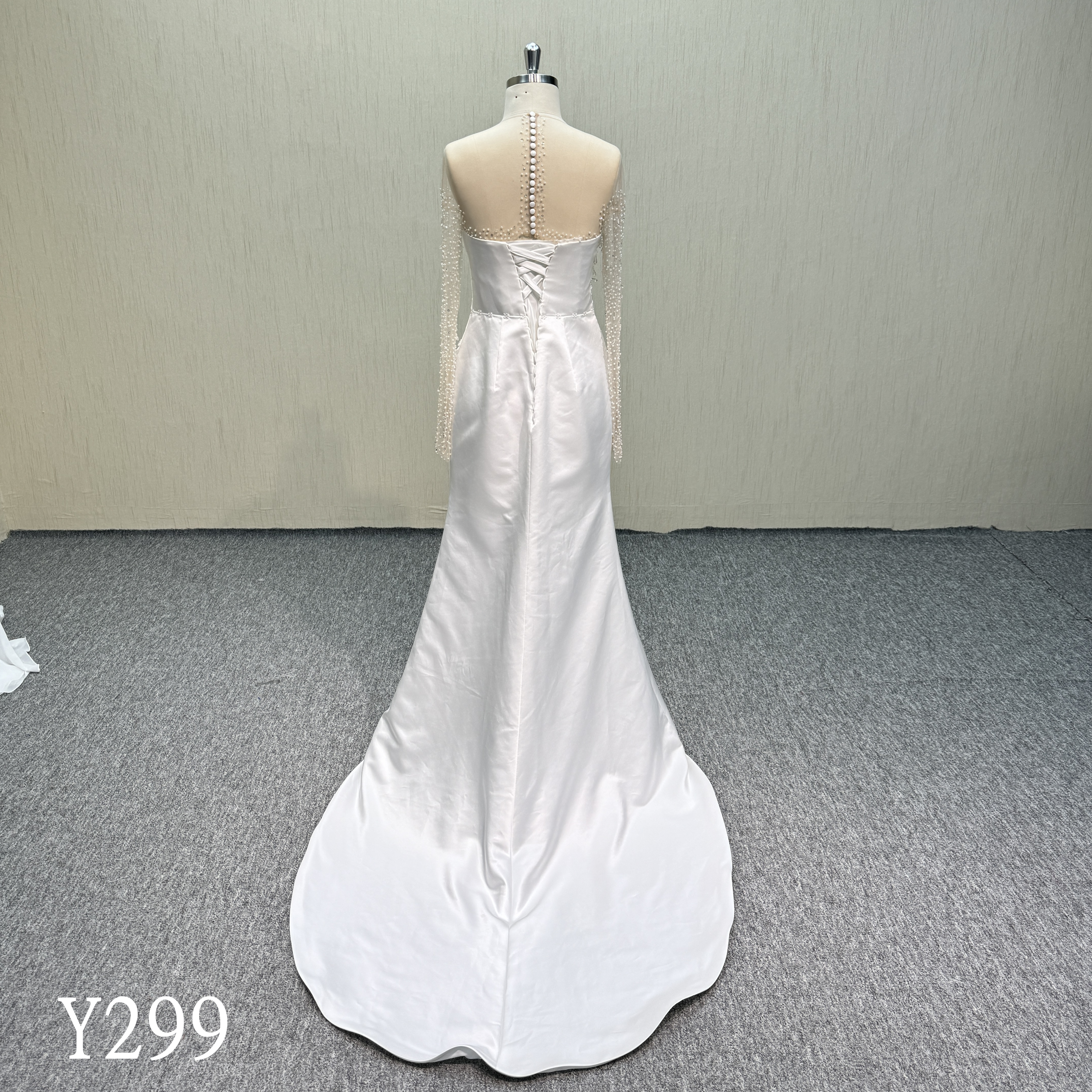 Y299 Luxury Gorgeous Handmade Beads Mermaid  Wedding dress  with Detachable Train