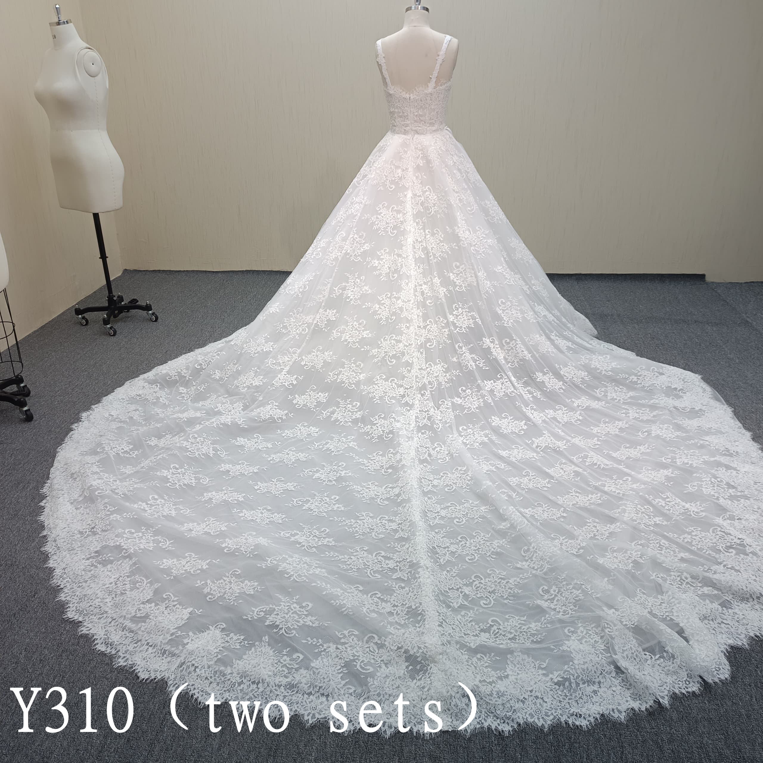 Y310 New design of  Wedding applique mermaid with detachable train and bow belt