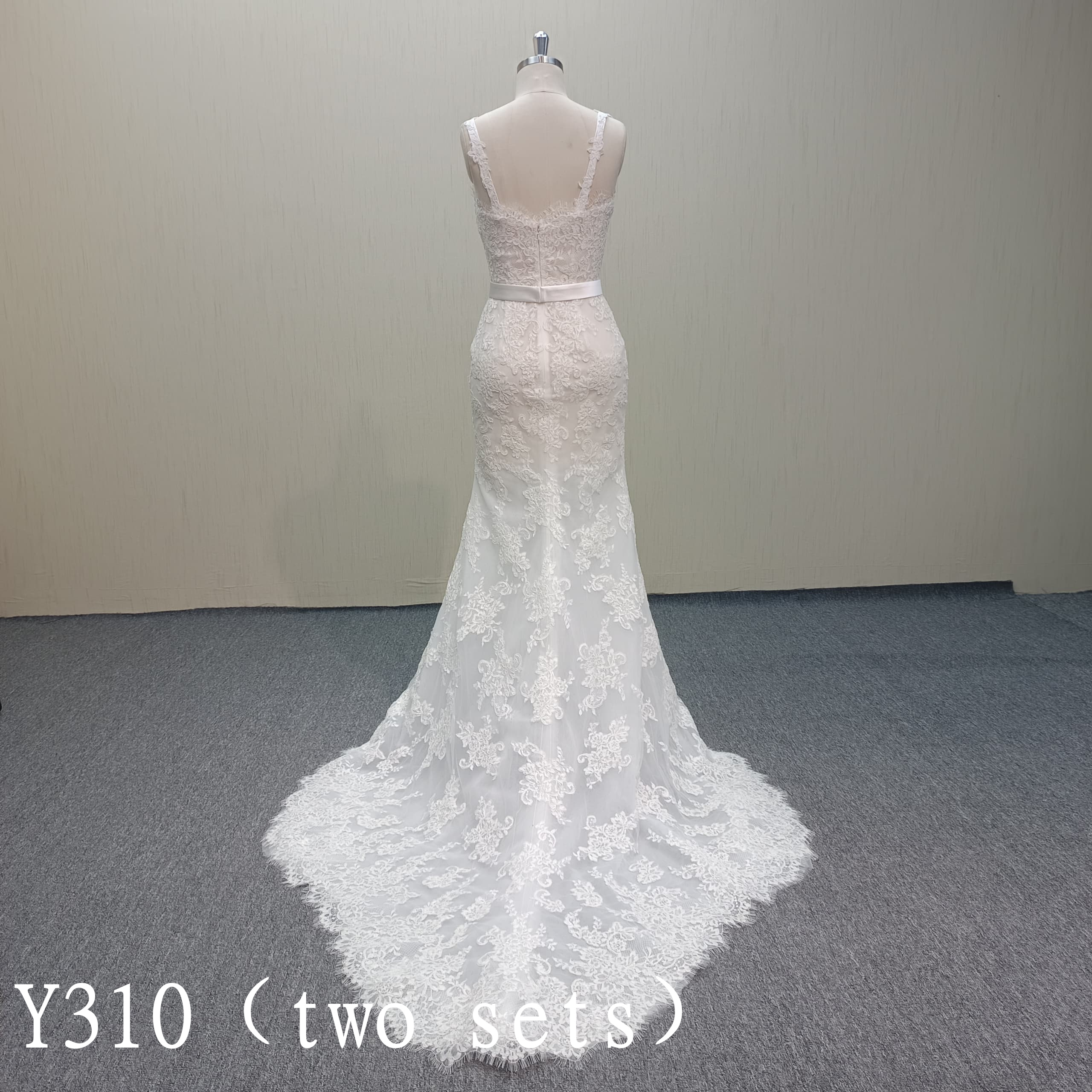 Y310 New design of  Wedding applique mermaid with detachable train and bow belt