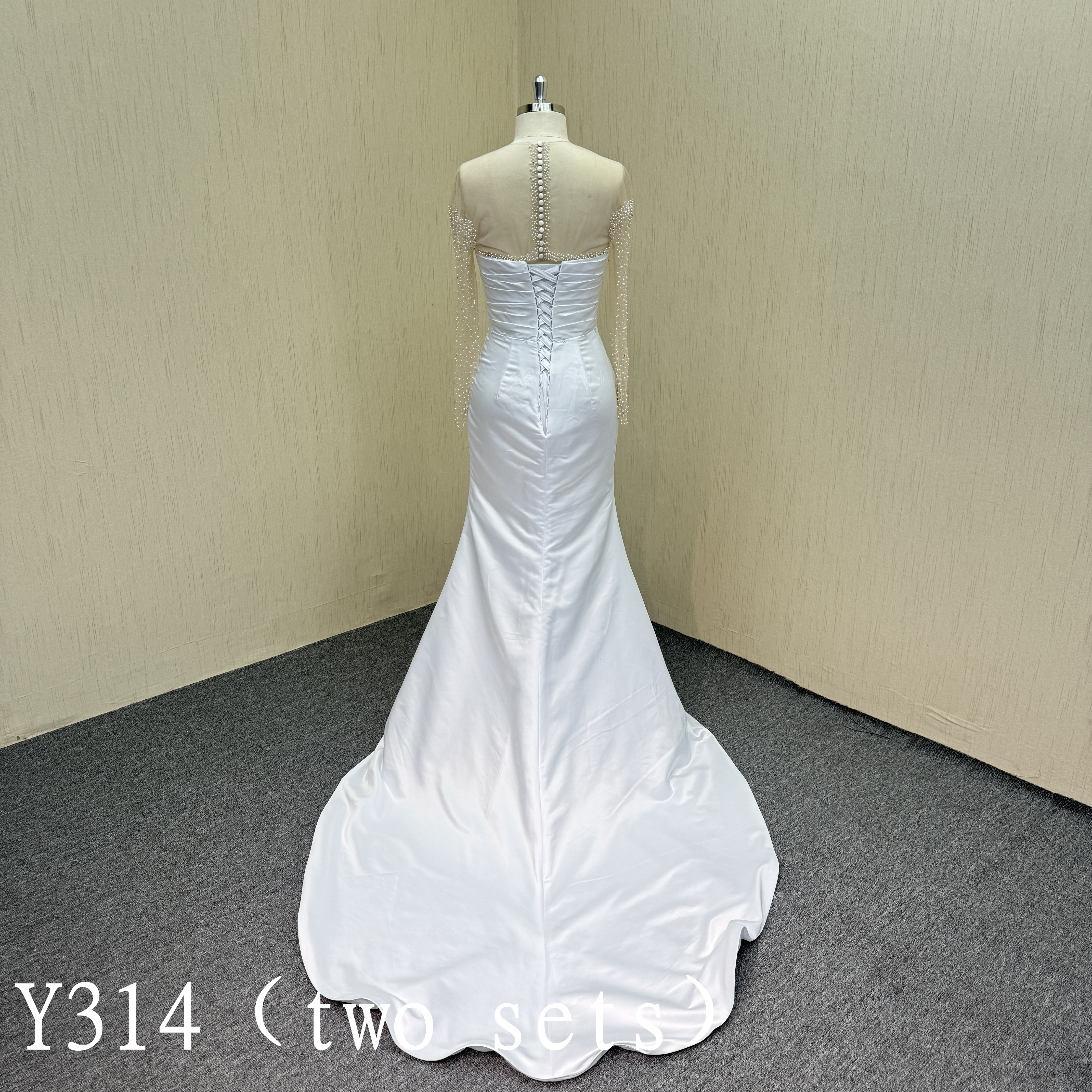Y314 luxury Mermaid wedding dress  with handmade beading and detachable train