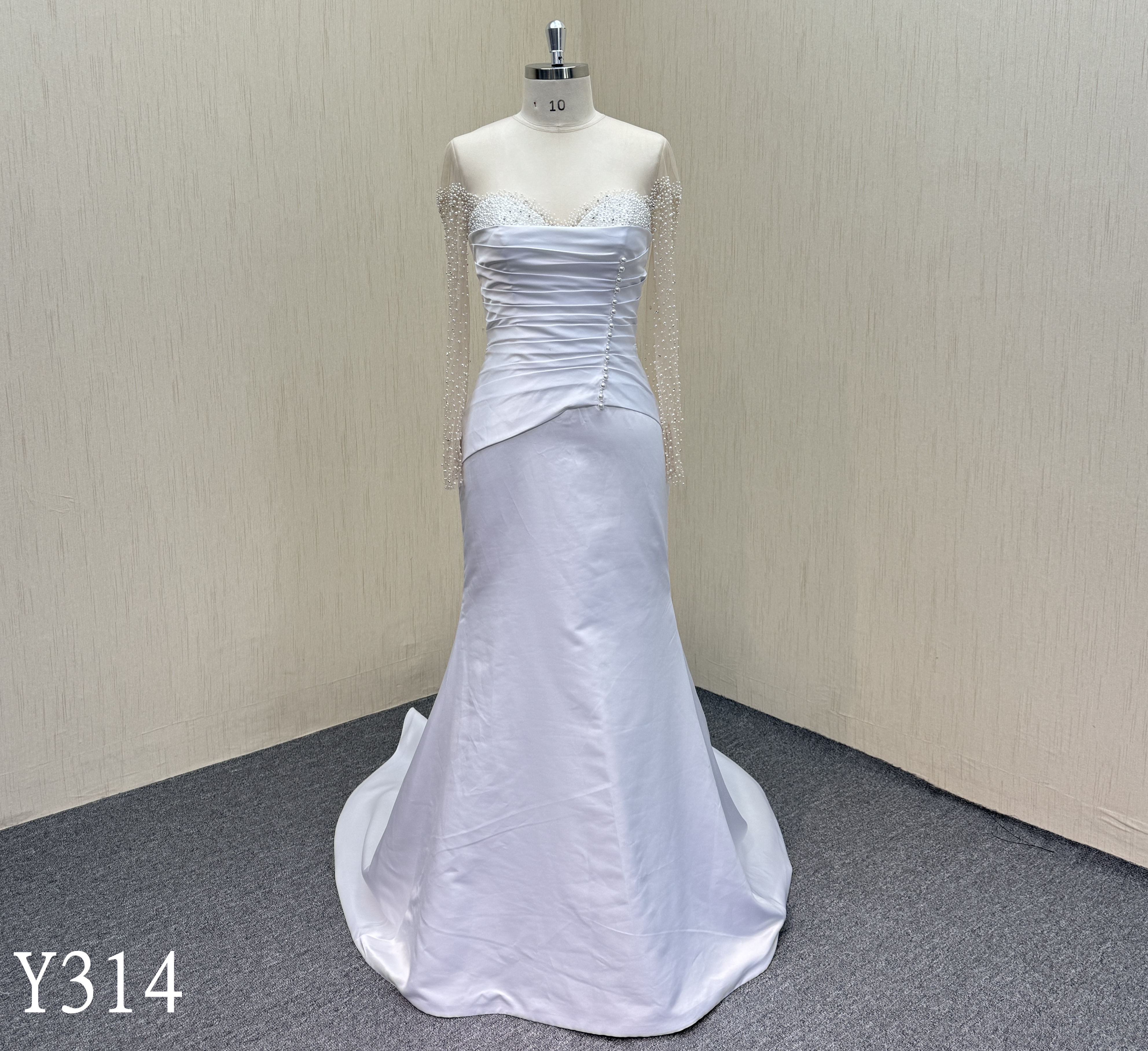 Y314 luxury Mermaid wedding dress  with handmade beading and detachable train