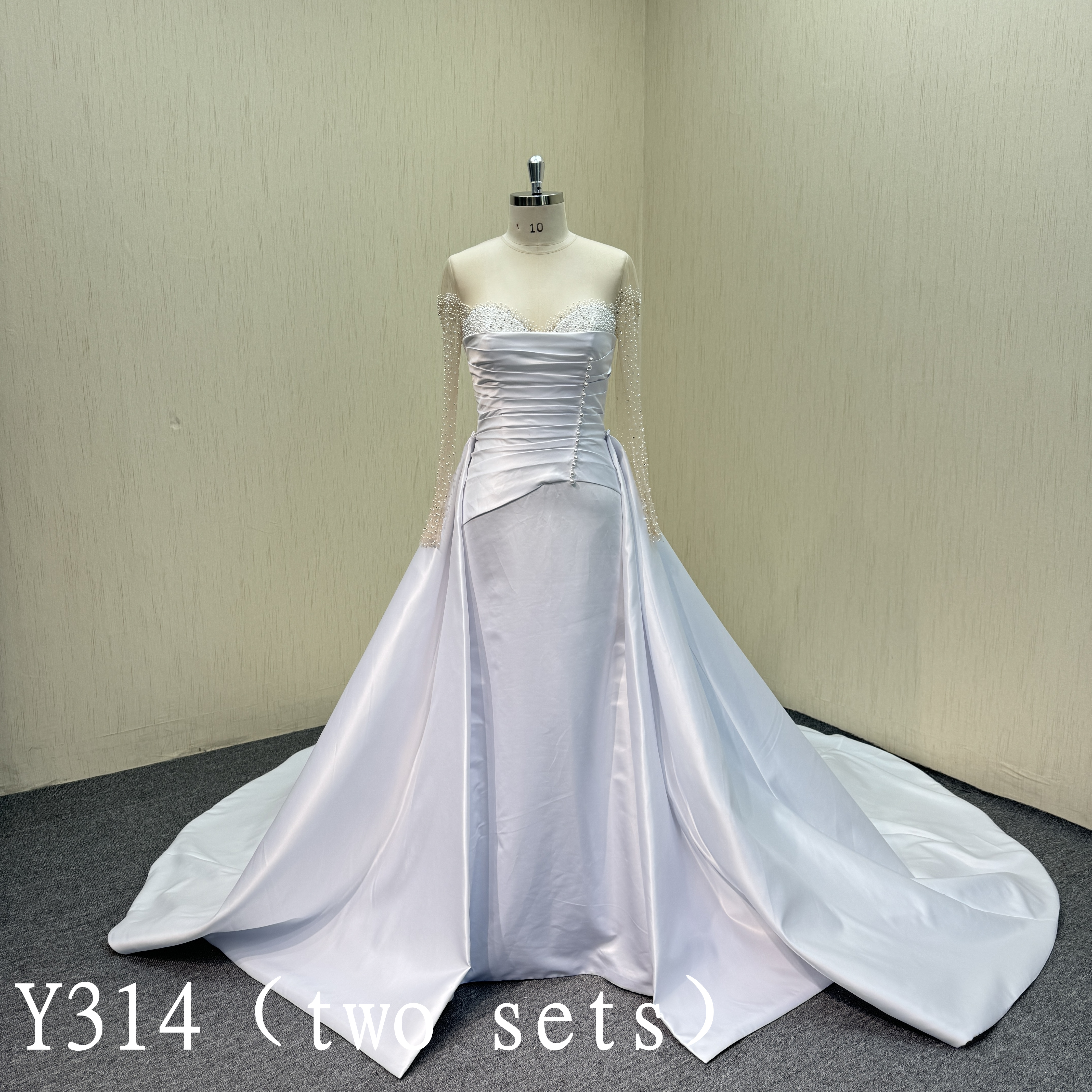 Y314 luxury Mermaid wedding dress  with handmade beading and detachable train